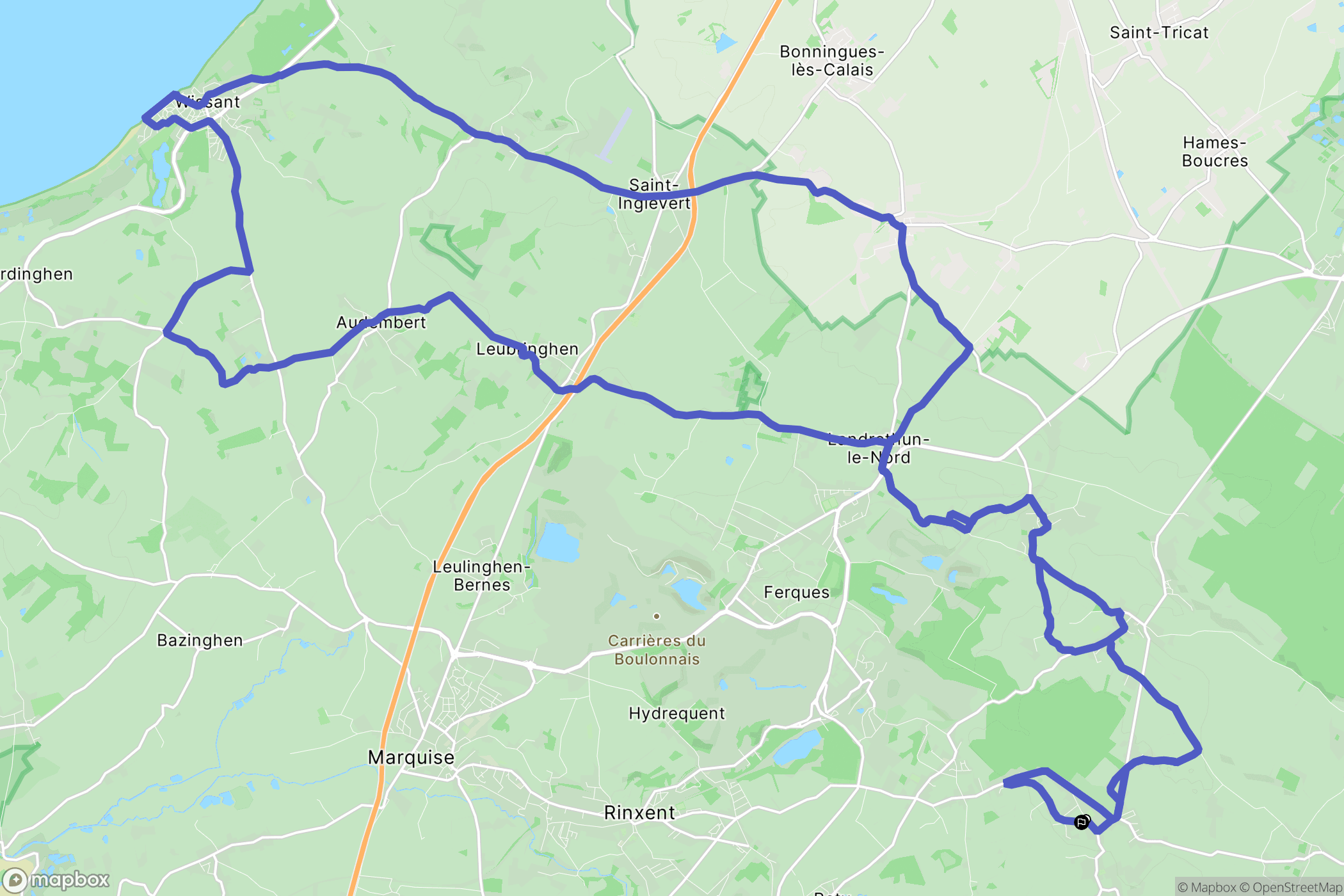 Hardinghen : carte du parcours de randonnée - France
