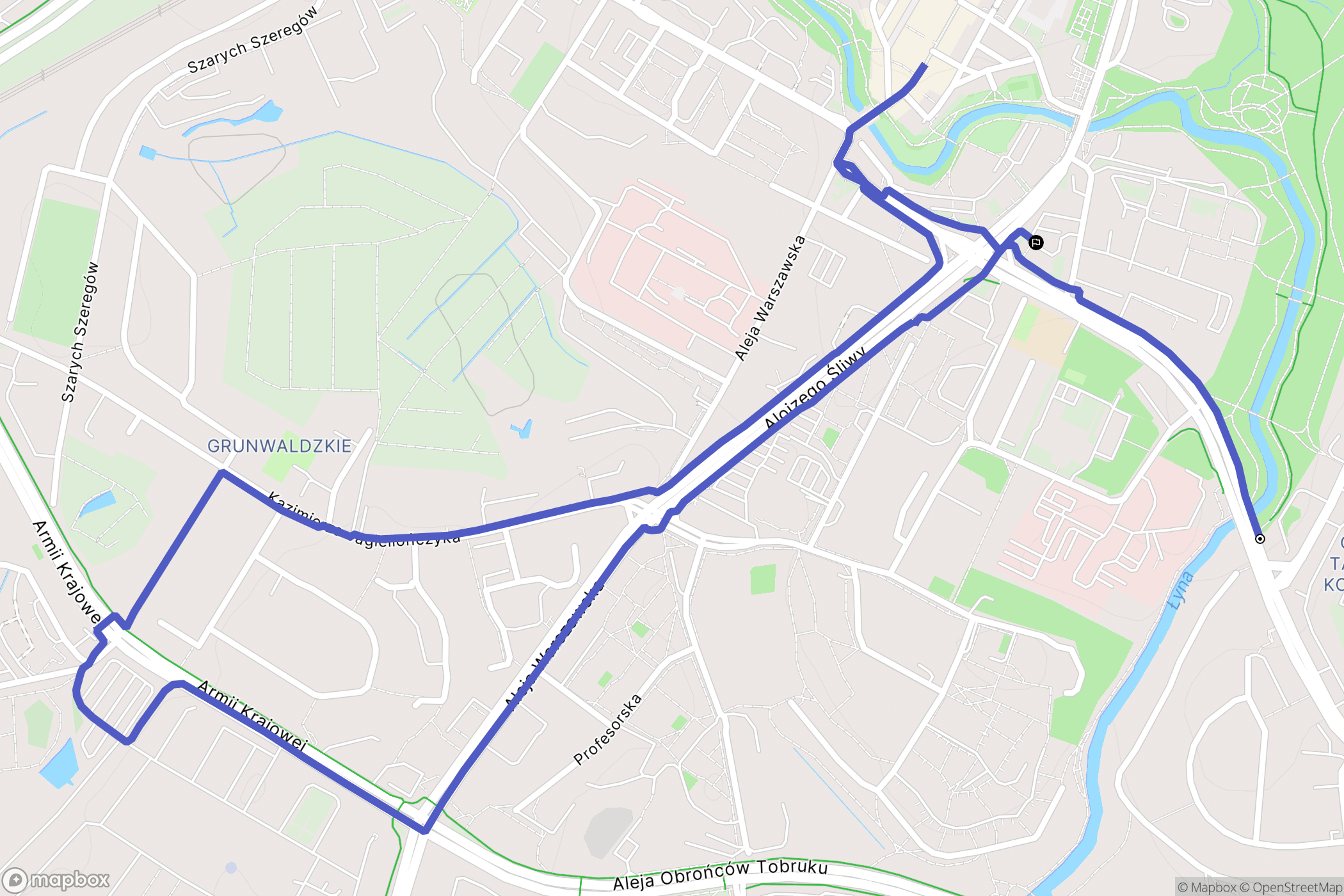 Olsztyn: mapa trasy - Poland