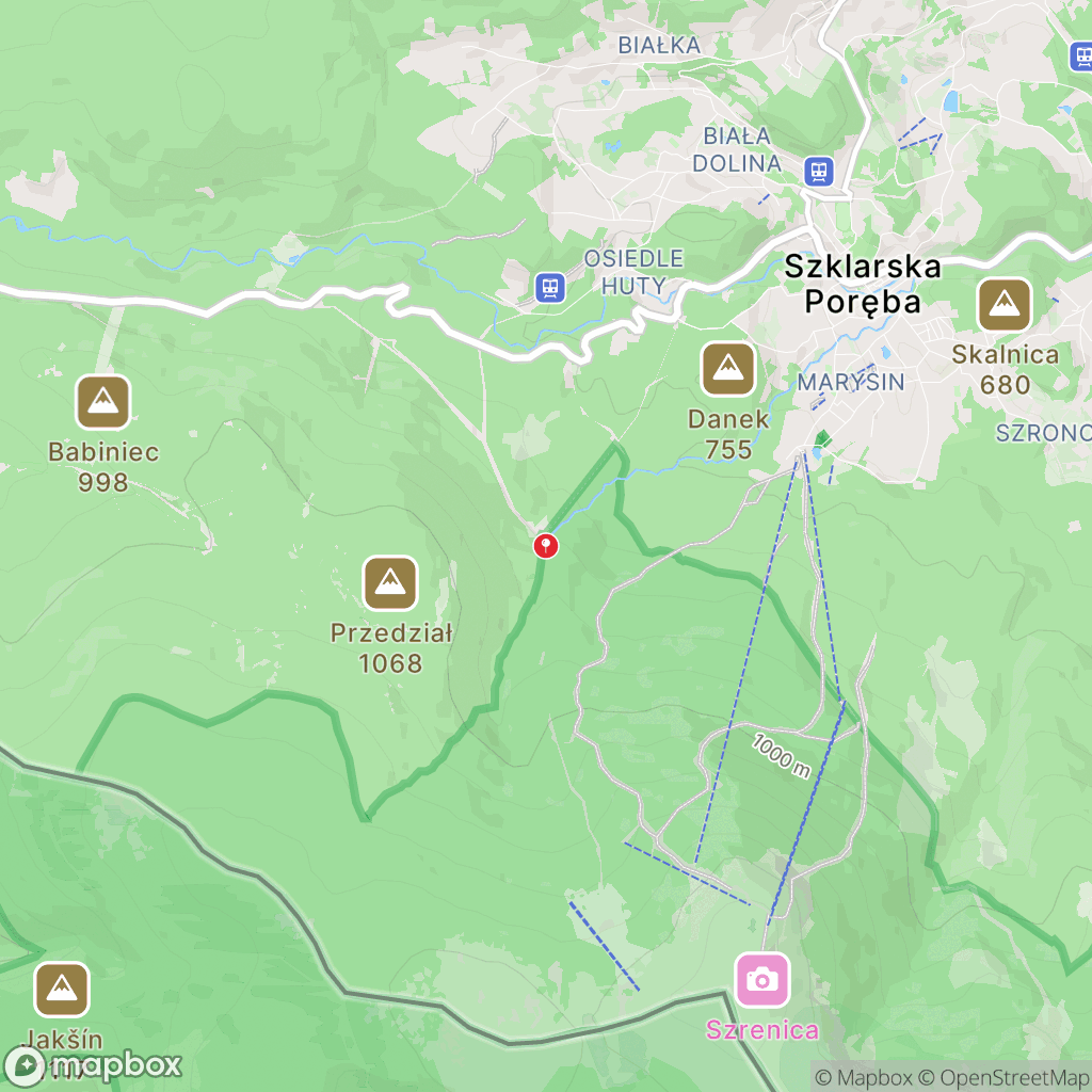 Mapa wyznaczonego obszaru wodospad-kamienczyka-trasy
