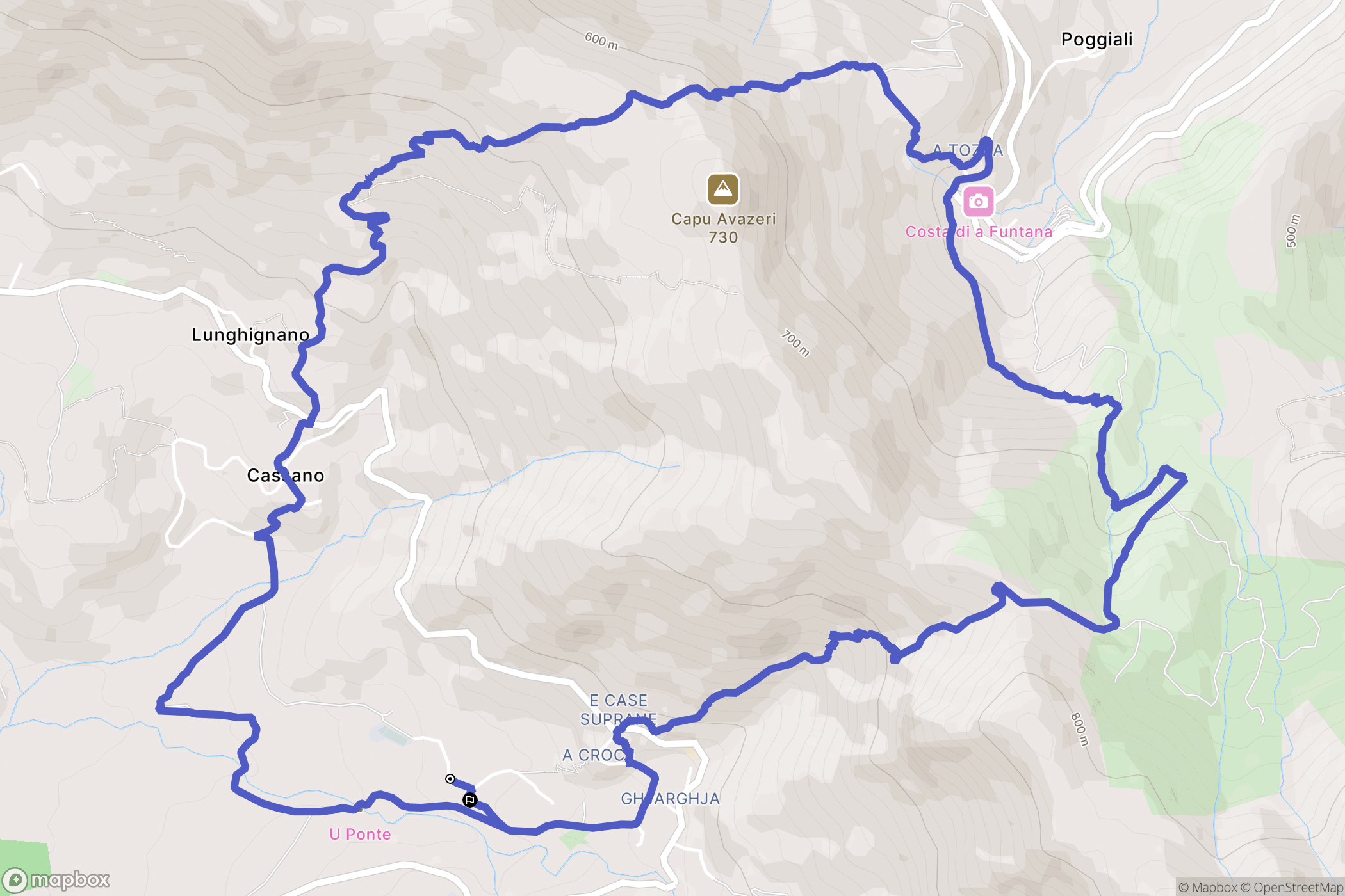 Zilia : carte du parcours de randonnée - France