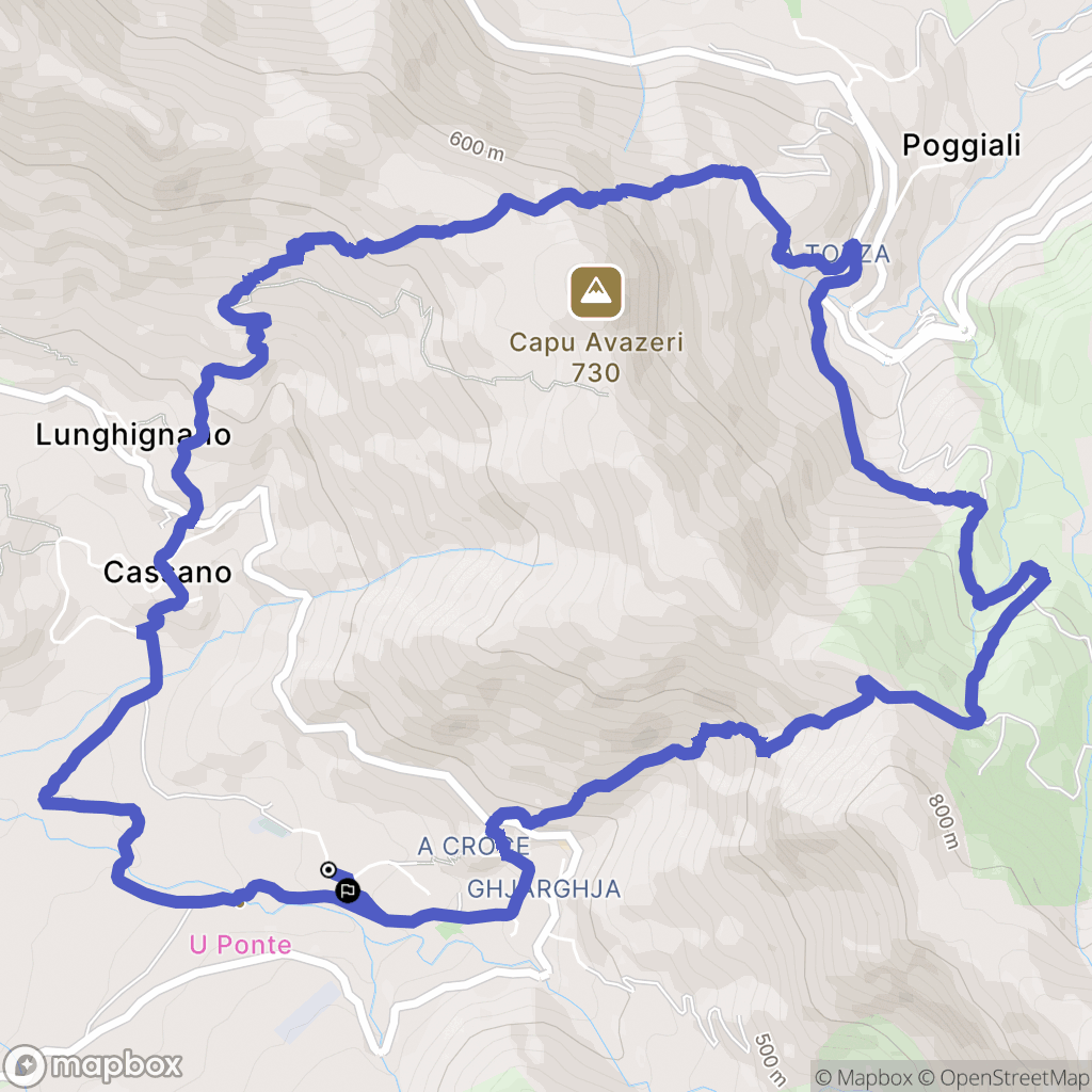 Zilia : carte du parcours de randonnée - France