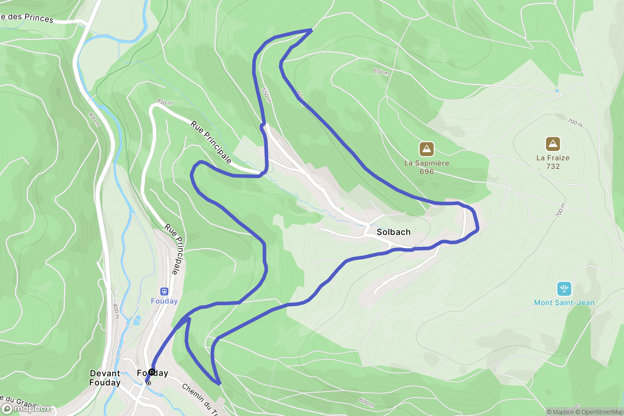 Fouday : carte du parcours de randonnée - France