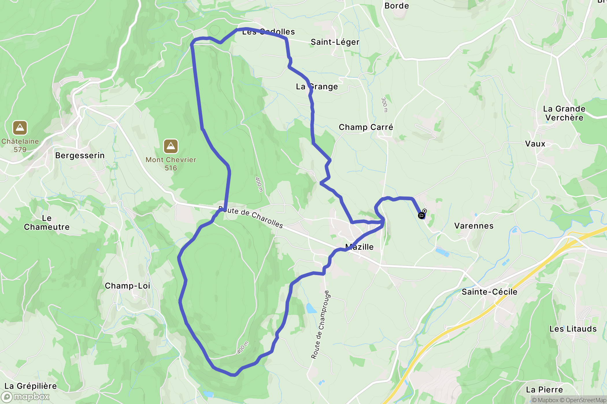 Mazille : carte du parcours de randonnée - France