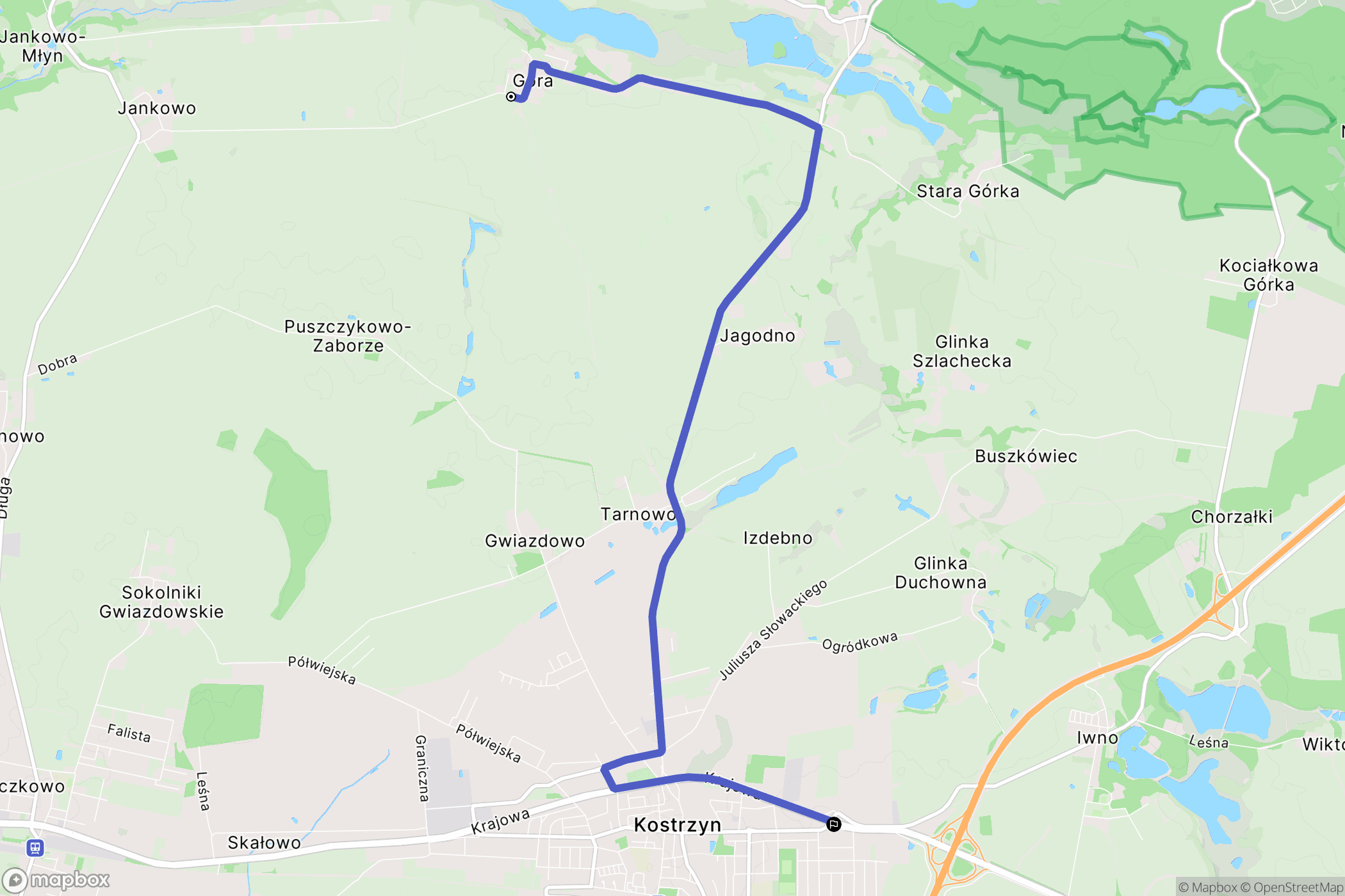 Góra: mapa trasy - Poland