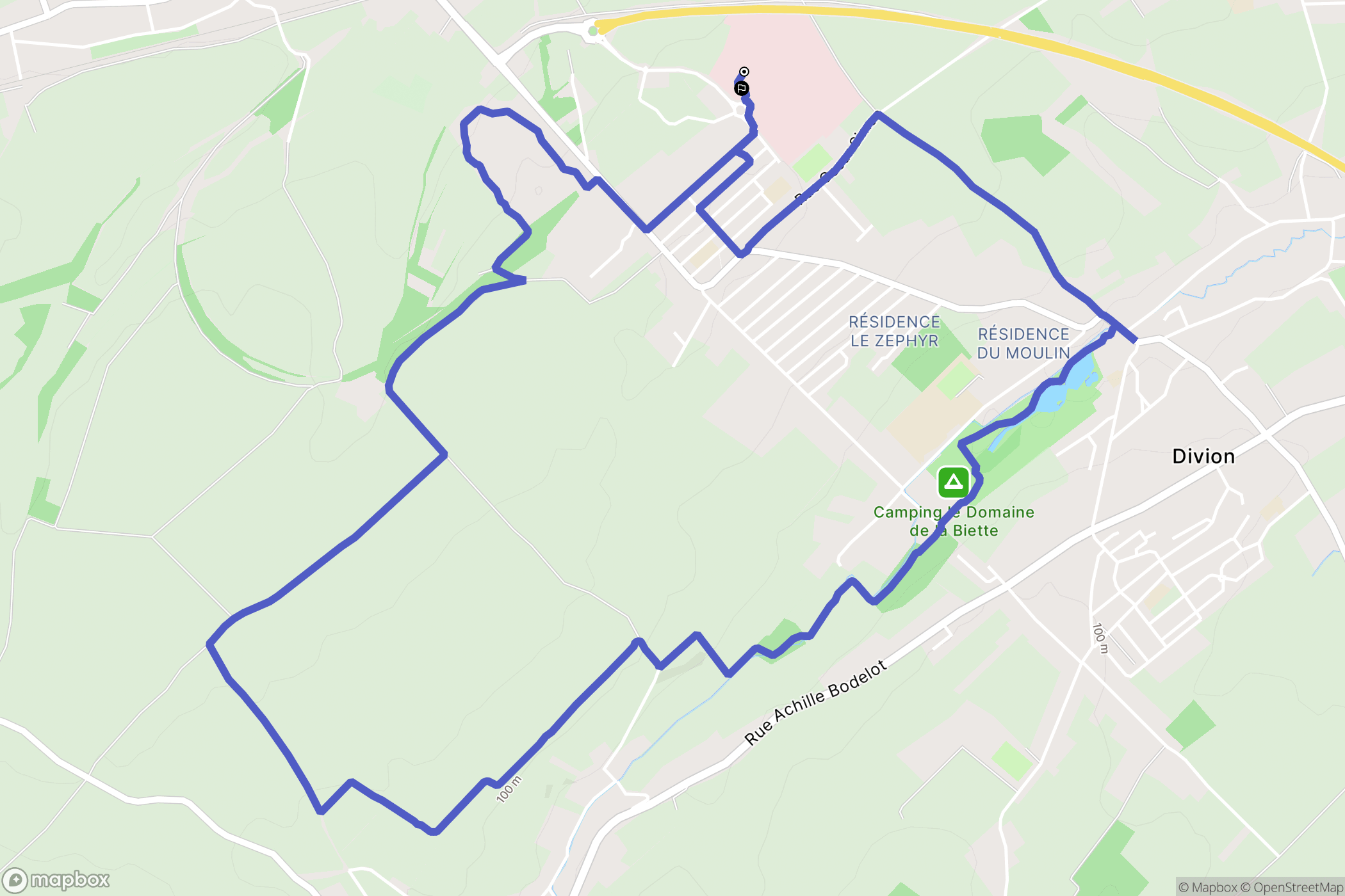 Divion : carte du parcours de randonnée - France