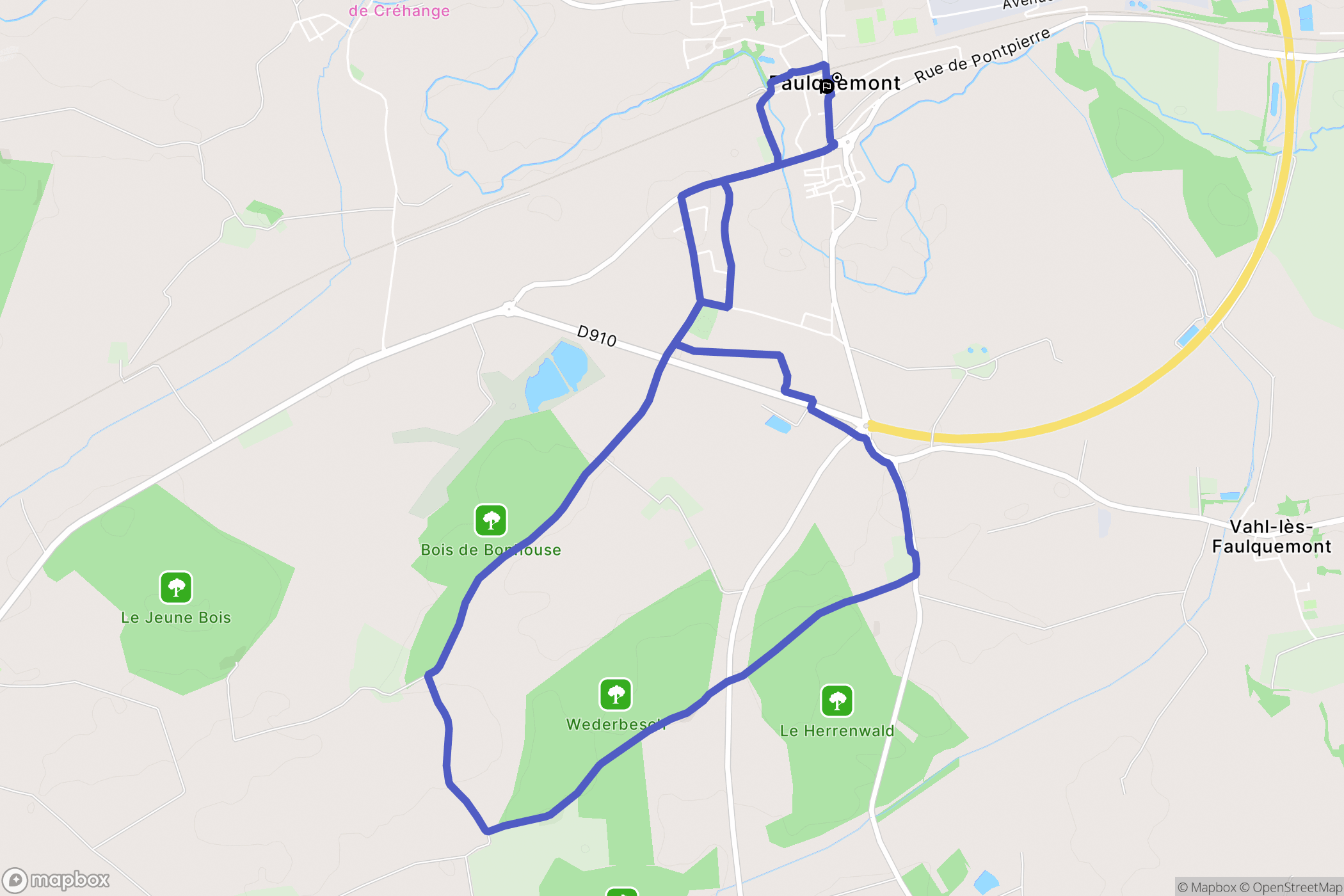Faulquemont : carte du parcours de randonnée - France