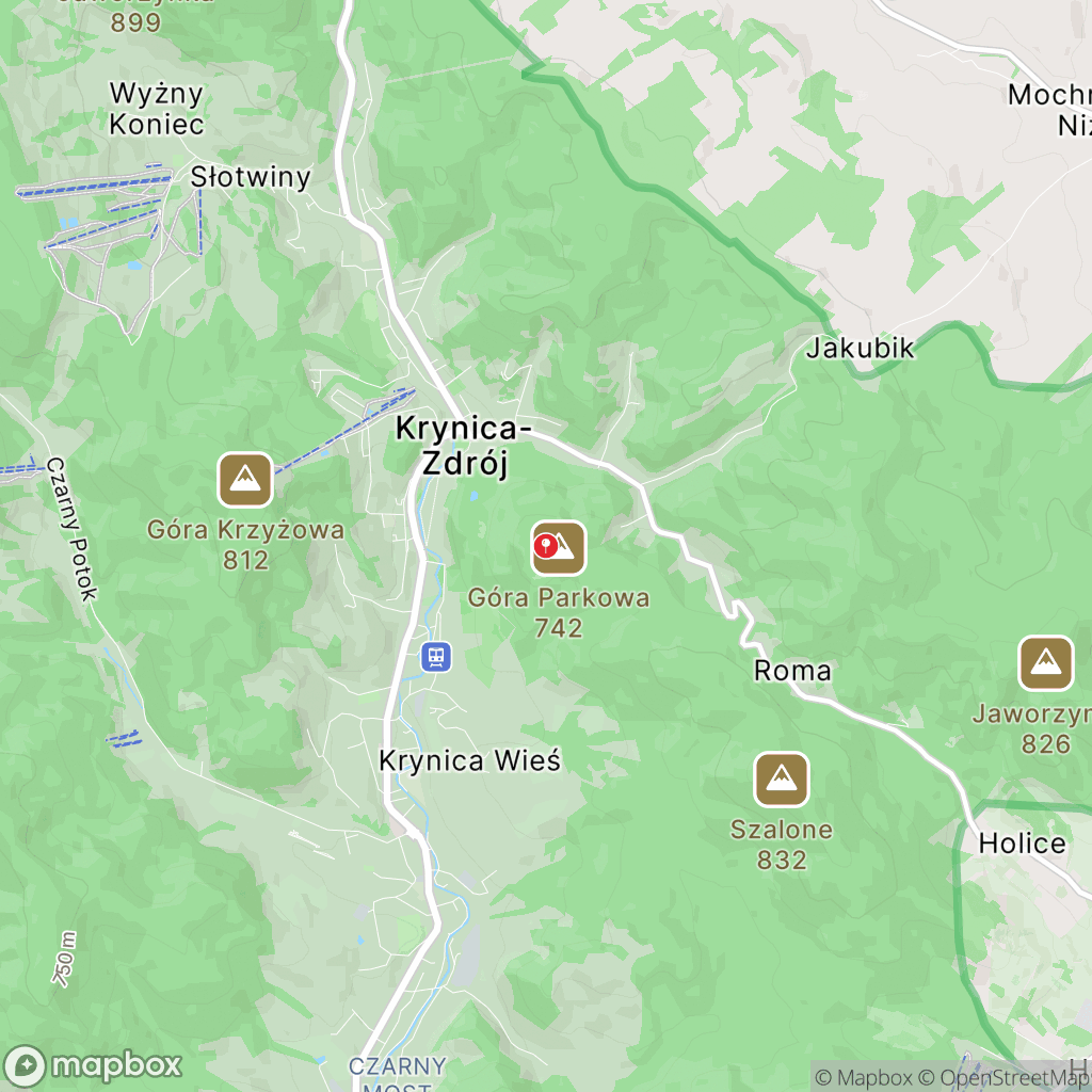 Mapa wyznaczonego obszaru gora-parkowa-krynica-zdroj-przewodnik-tras-turystycznych