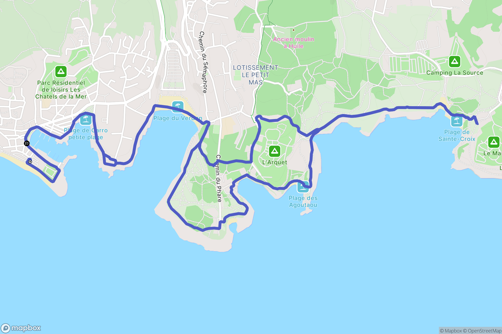 Martigues : carte du parcours de randonnée - France