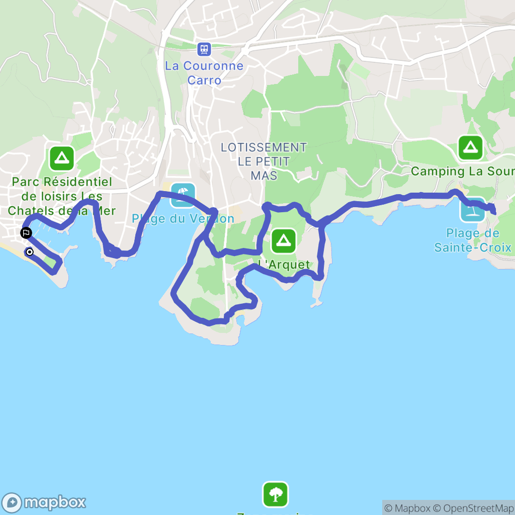 Martigues : carte du parcours de randonnée - France