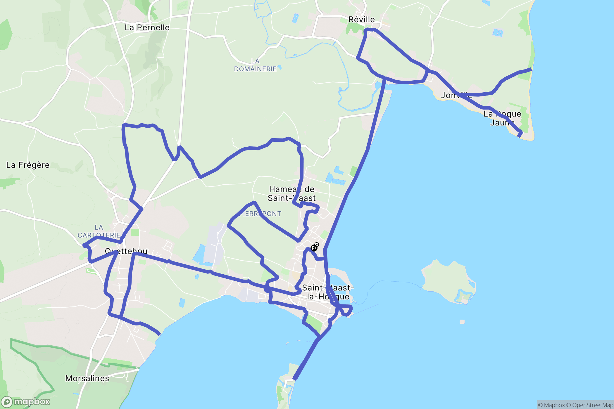 Saint-Vaast-la-Hougue : carte du parcours de randonnée - France