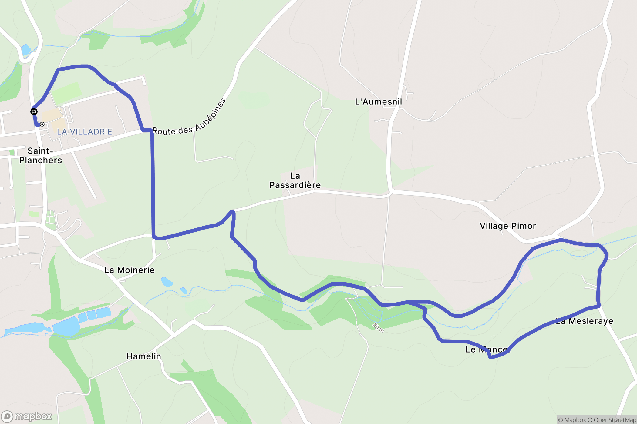 Saint-Planchers : carte du parcours de randonnée - France