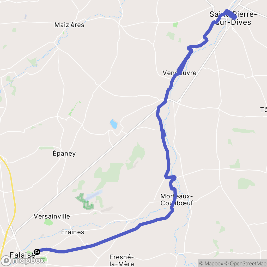 Falaise : carte du parcours de randonnée - France