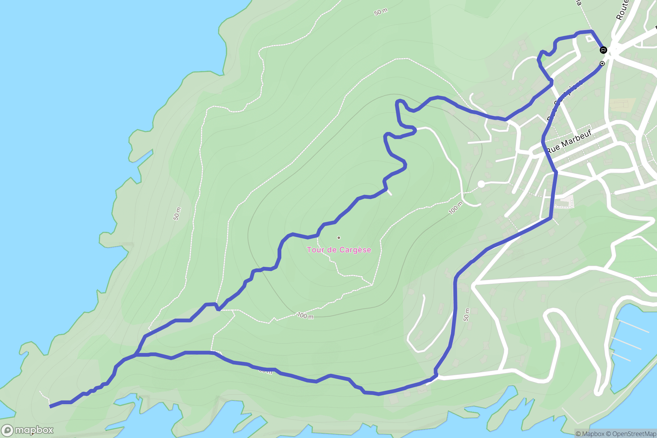 Cargèse : carte du parcours de randonnée - France