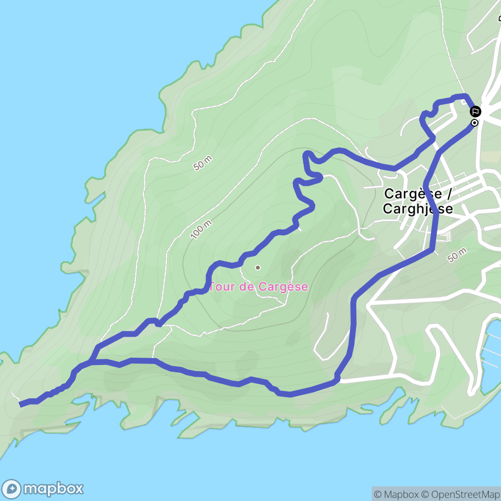 Cargèse : carte du parcours de randonnée - France