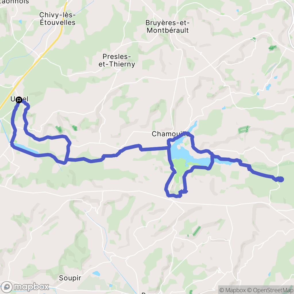 Urcel : carte du parcours de randonnée - France
