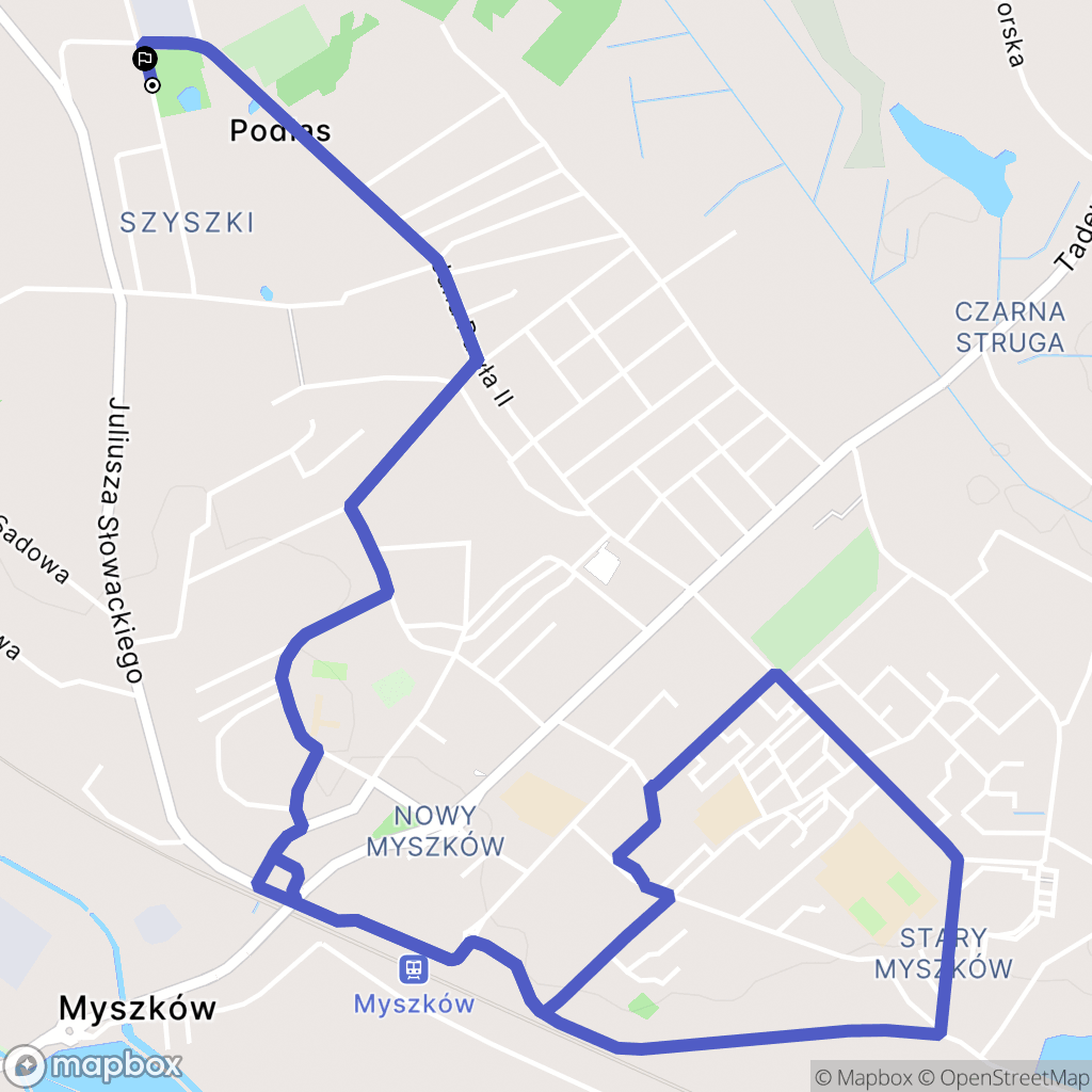 Myszków: mapa trasy - Poland