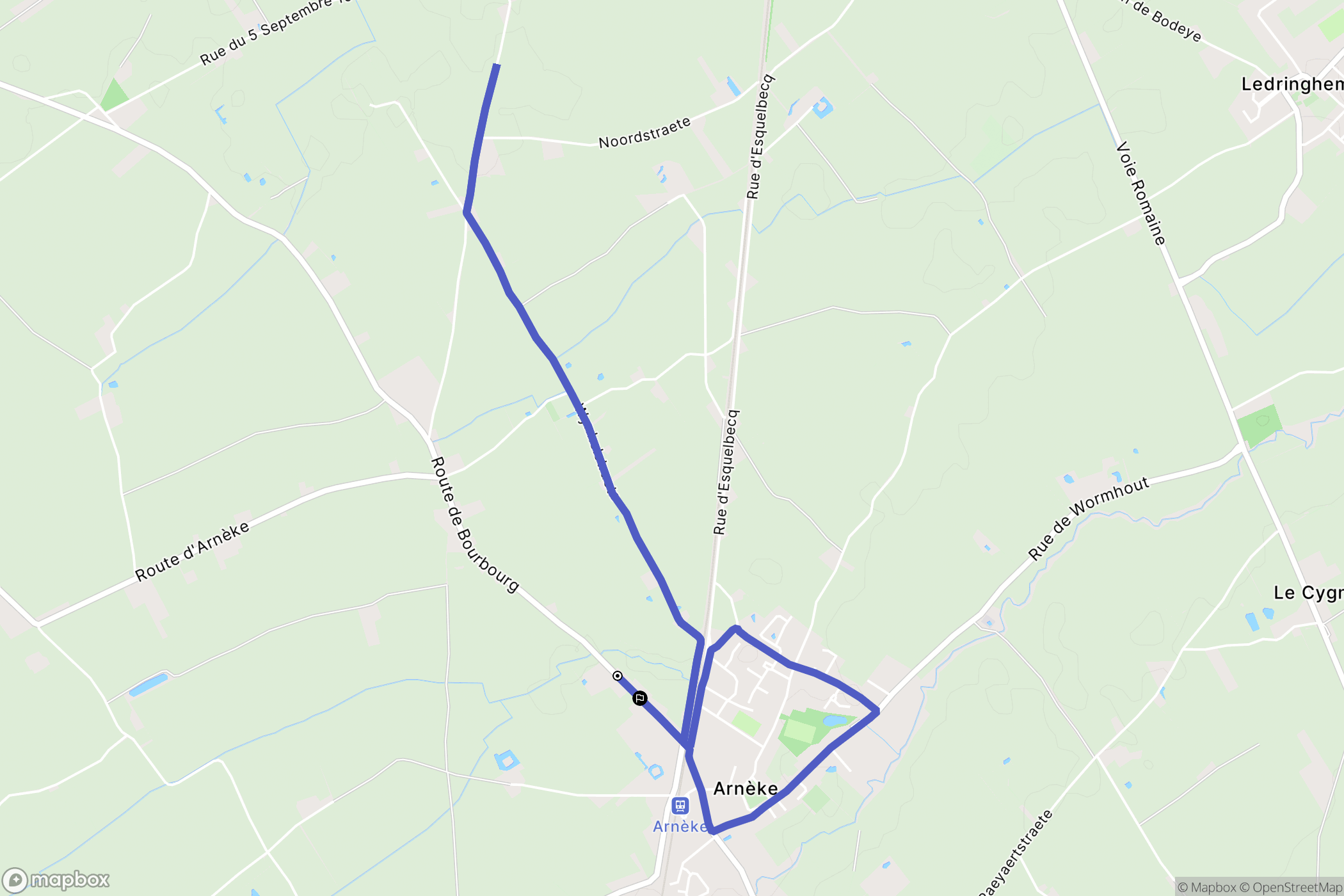 Arnèke : carte du parcours de randonnée - France