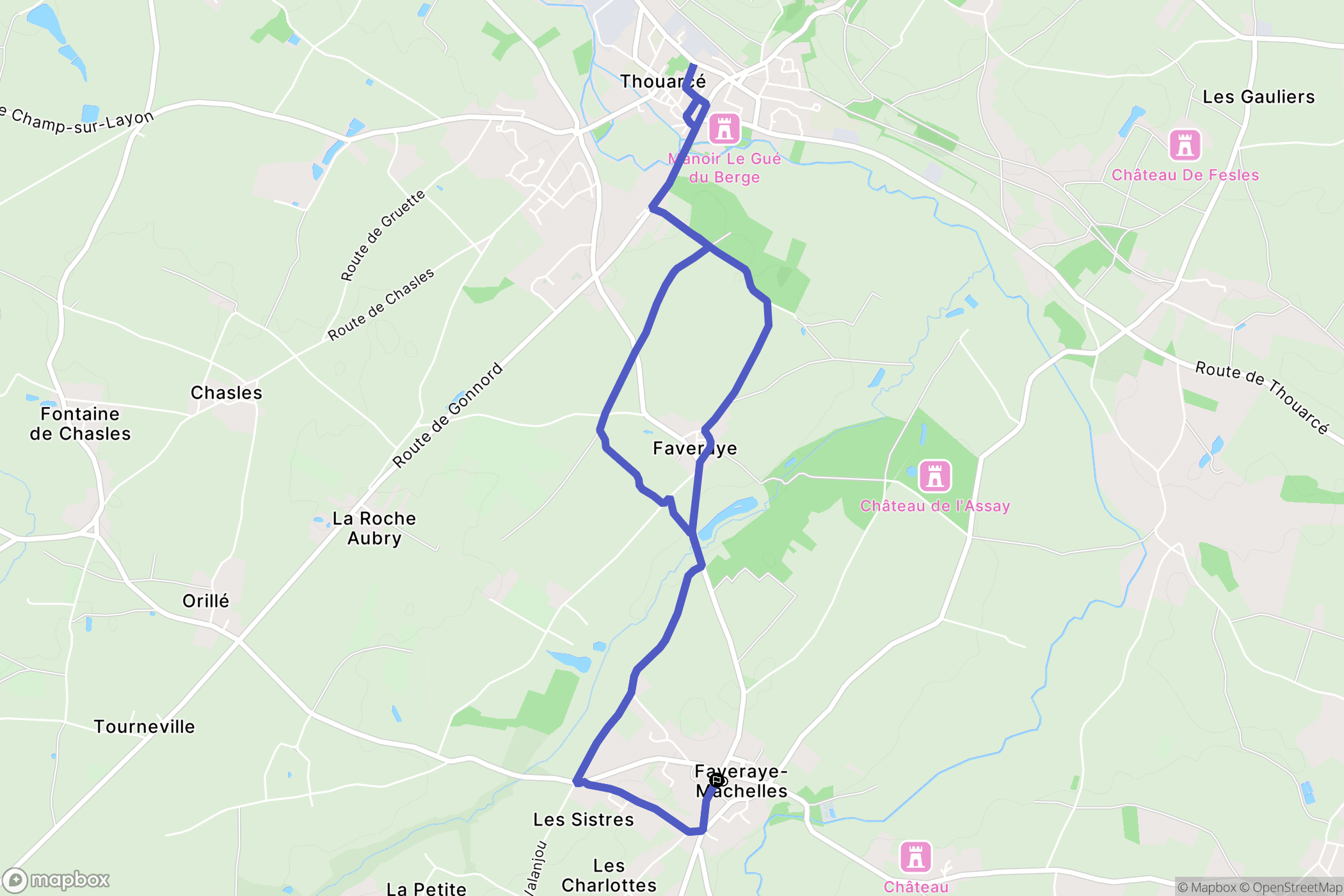 Bellevigne-en-Layon : carte du parcours de randonnée - France
