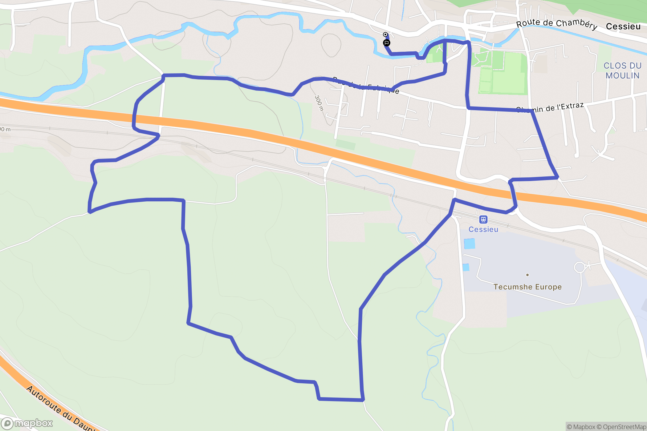 Cessieu : carte du parcours de randonnée - France