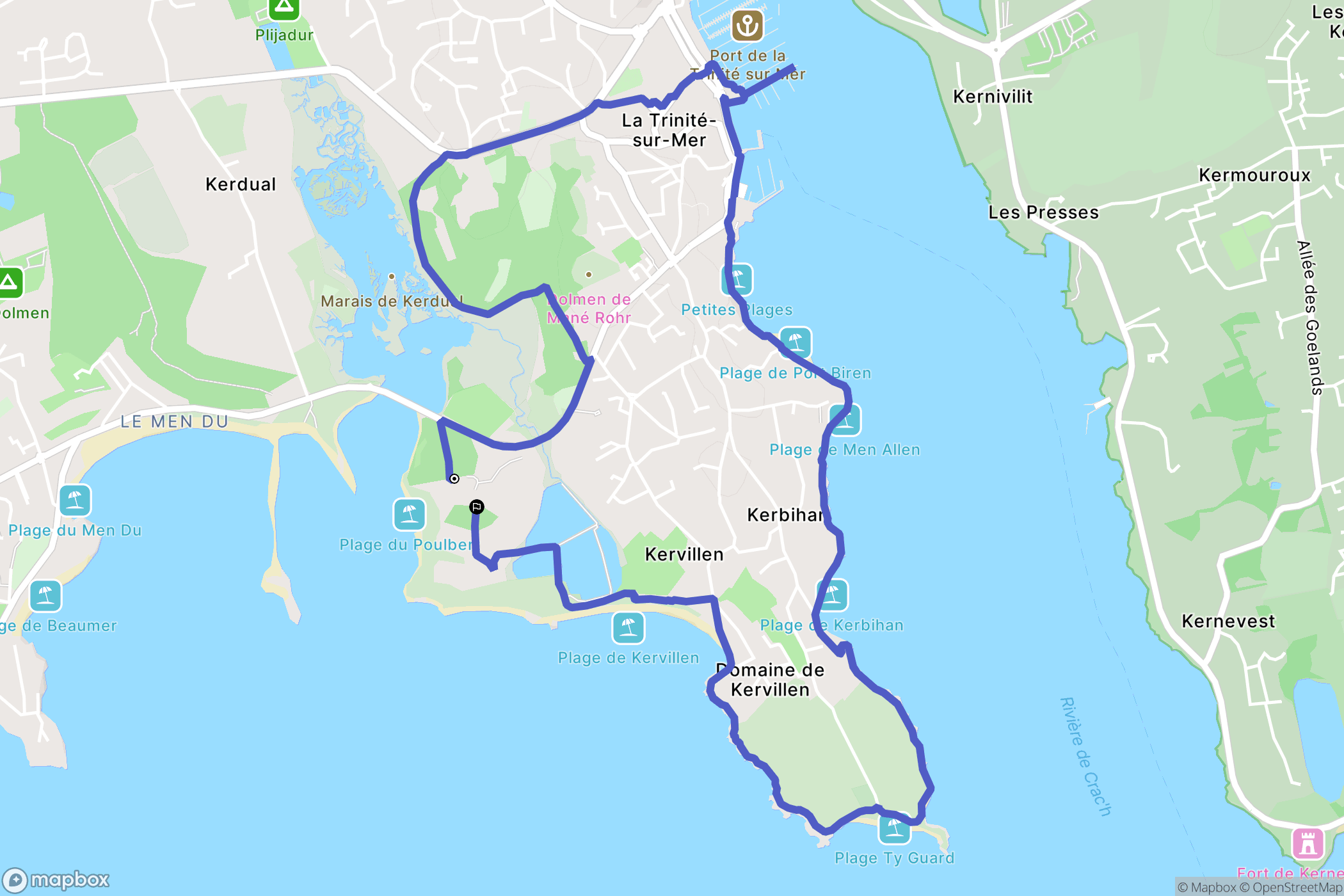 La Trinité-sur-Mer : carte du parcours de randonnée - France
