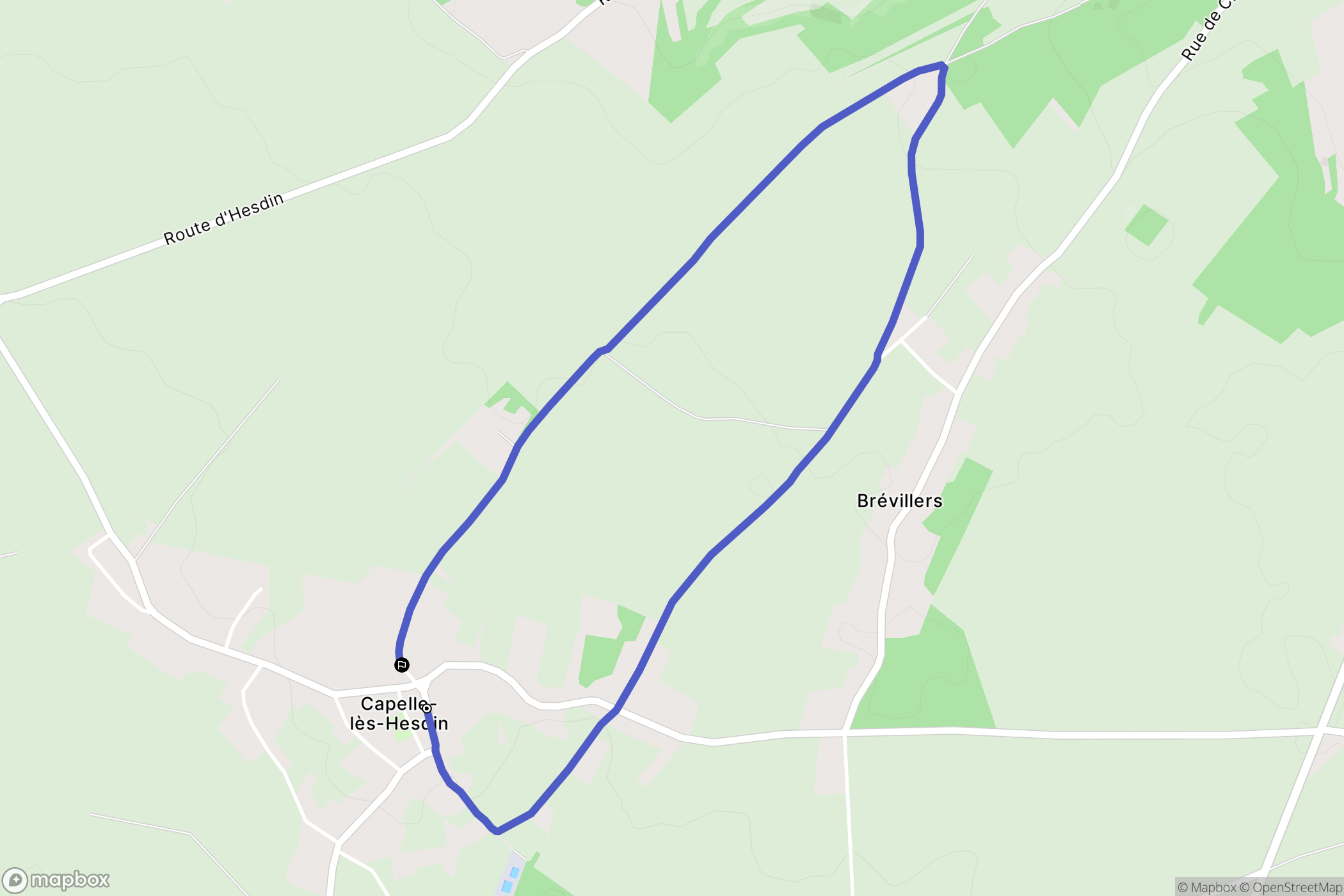 Capelle-lès-Hesdin : carte du parcours de randonnée - France