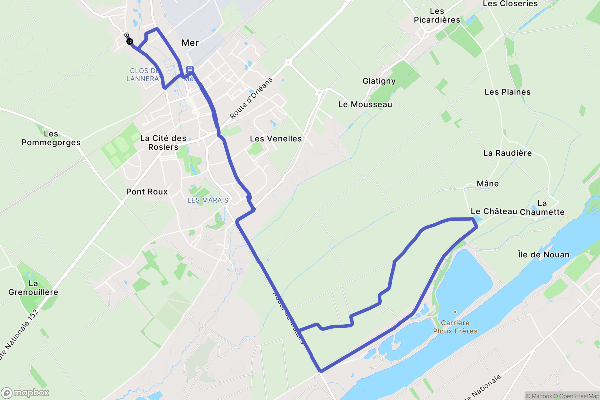 Mer : carte du parcours de randonnée - France