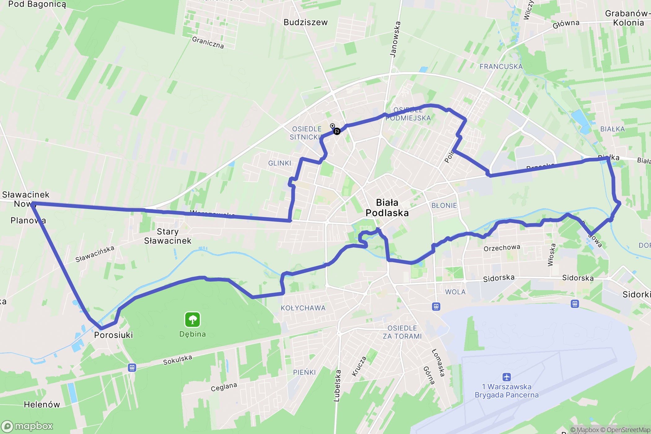 Biała Podlaska: mapa trasy - Poland