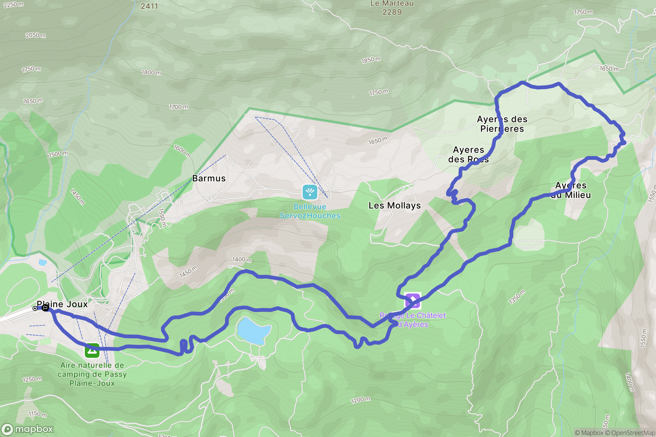 Passy : carte du parcours de randonnée - France