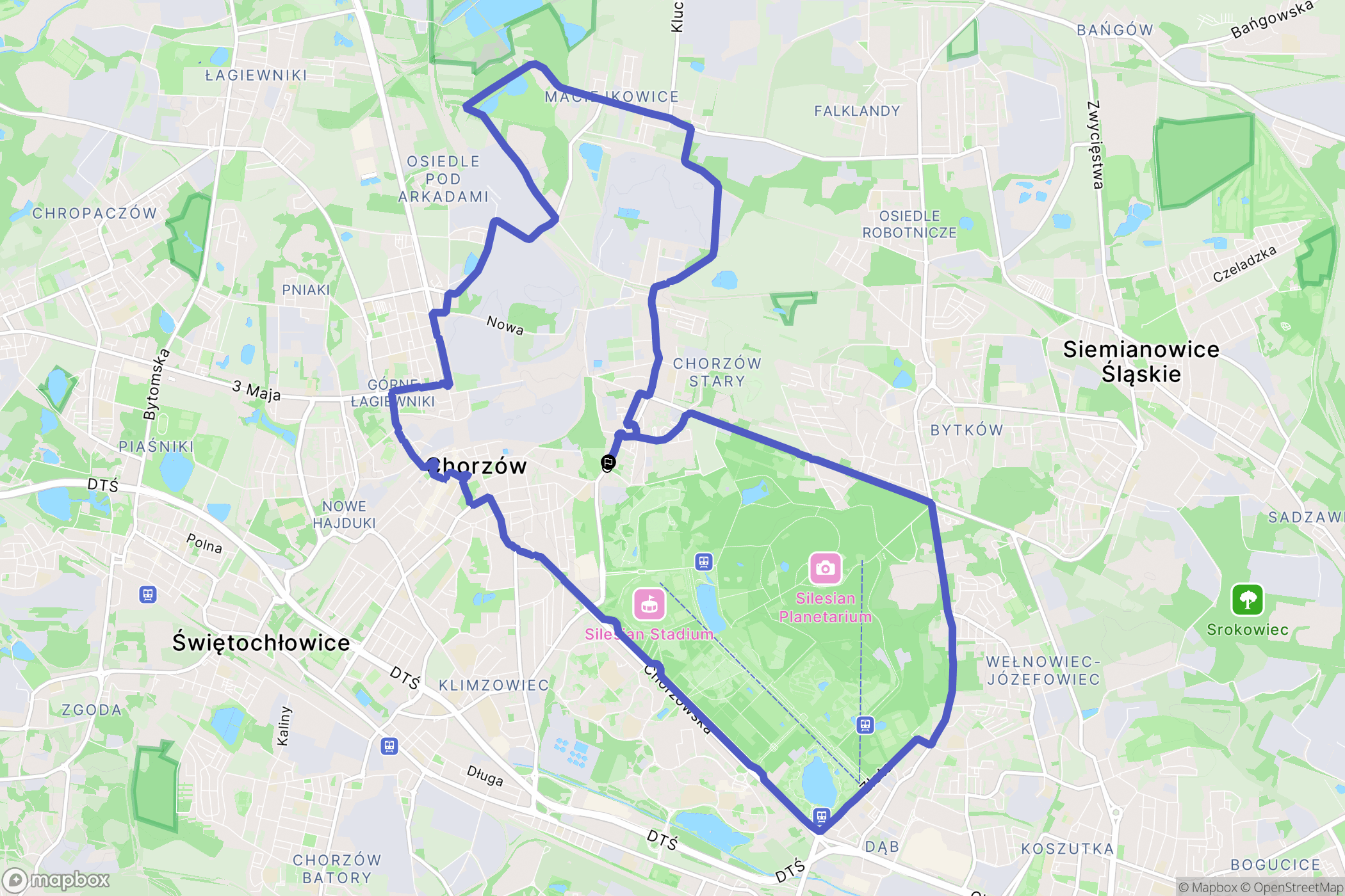 Chorzów: mapa trasy - Poland