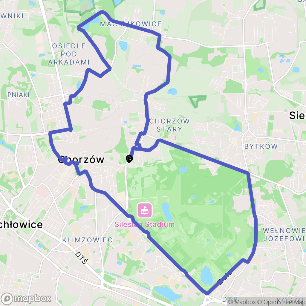 Chorzów: mapa trasy - Poland