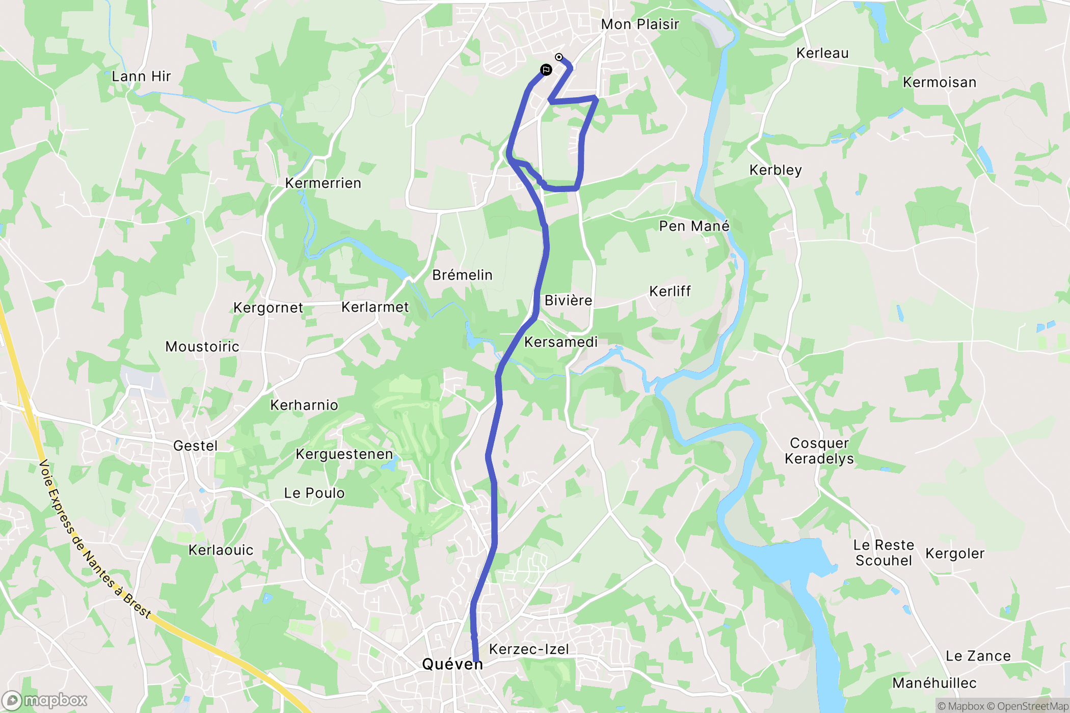 Pont-Scorff : carte du parcours de randonnée - France