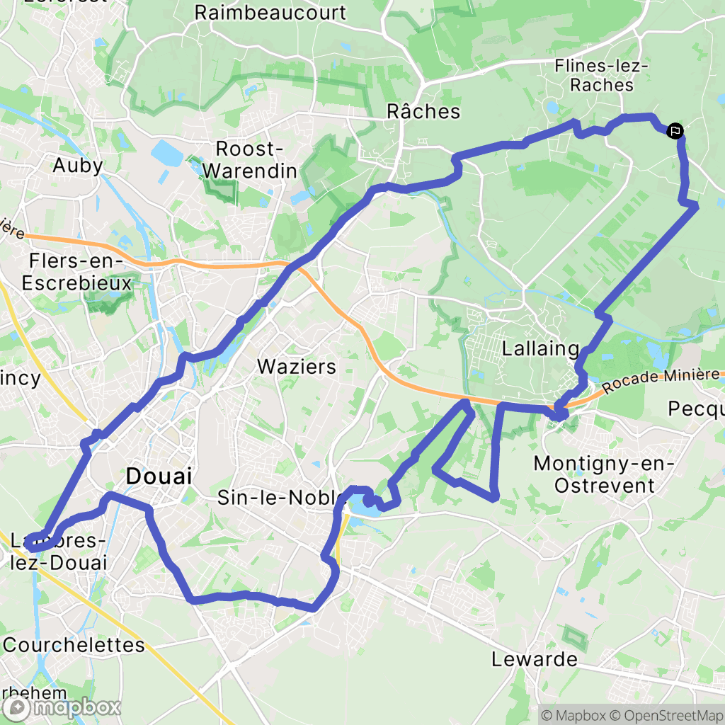 Flines-lez-Raches : carte du parcours de randonnée - France