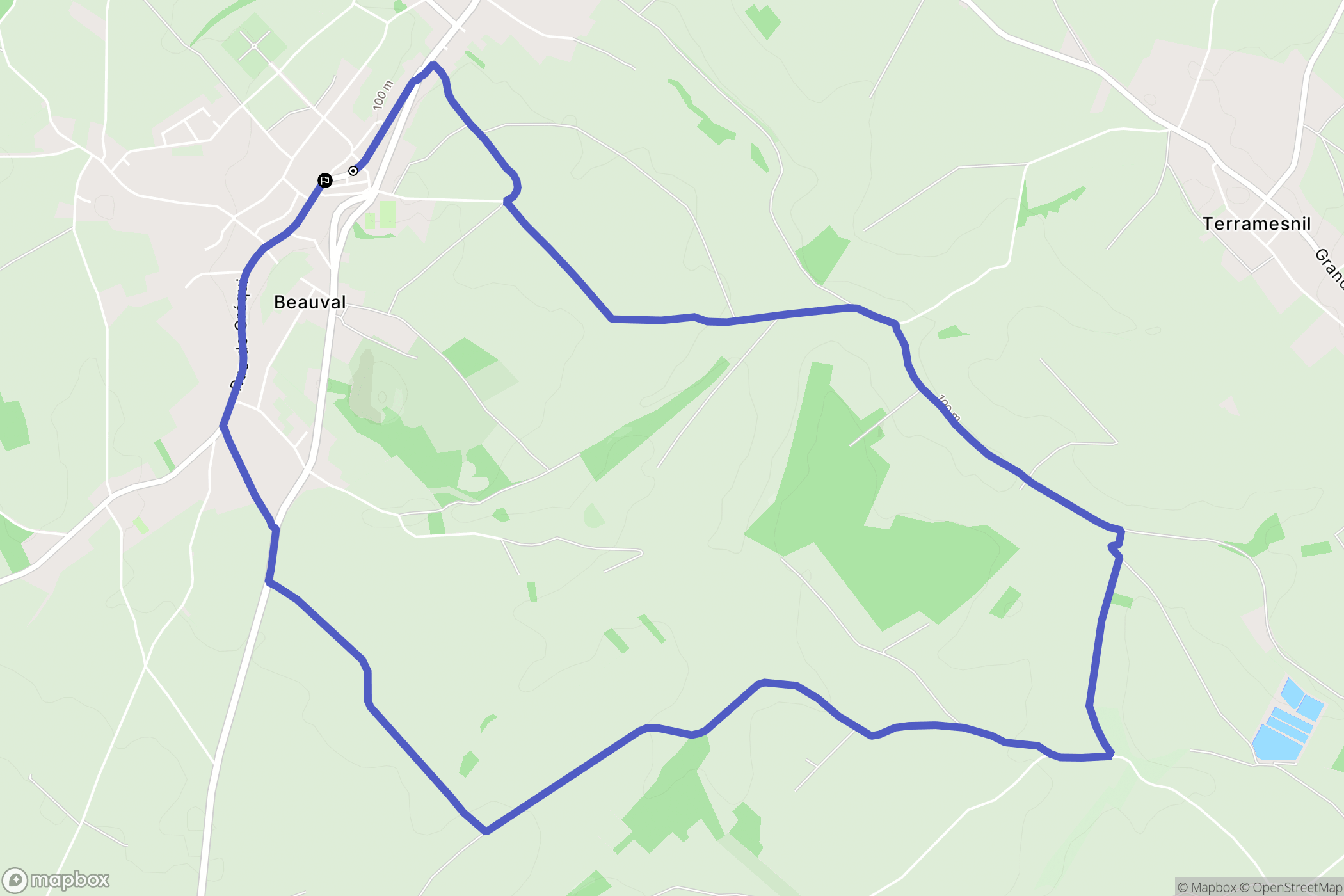 Beauval : carte du parcours de randonnée - France