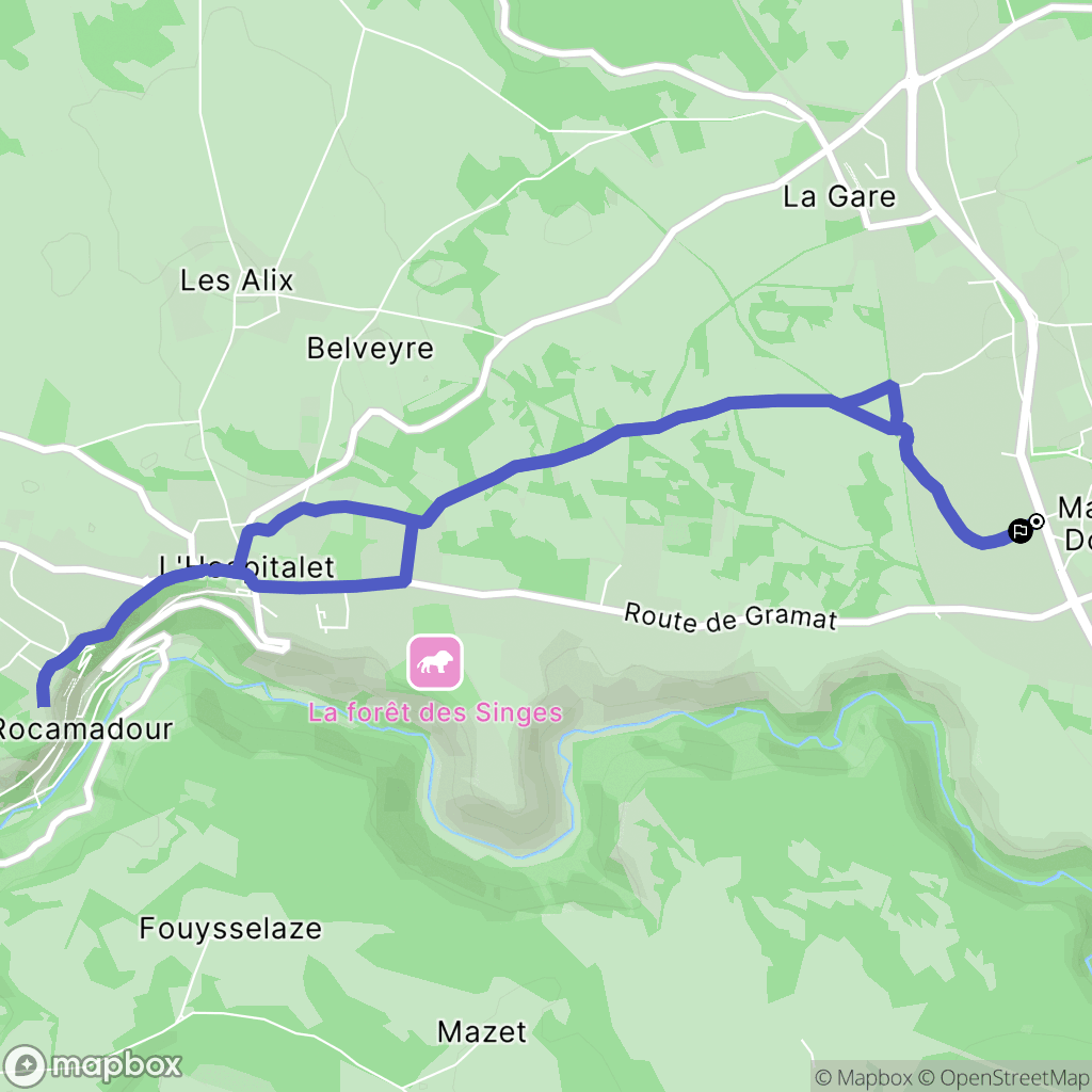 Rocamadour : carte du parcours de randonnée - France