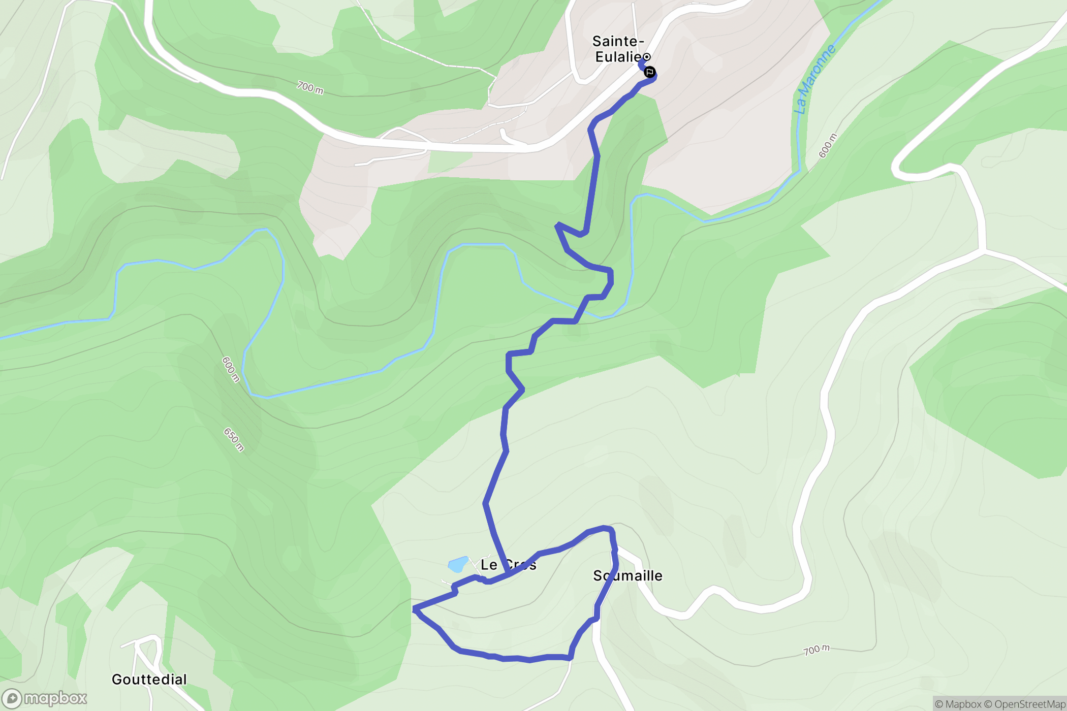 Sainte-Eulalie : carte du parcours de randonnée - France