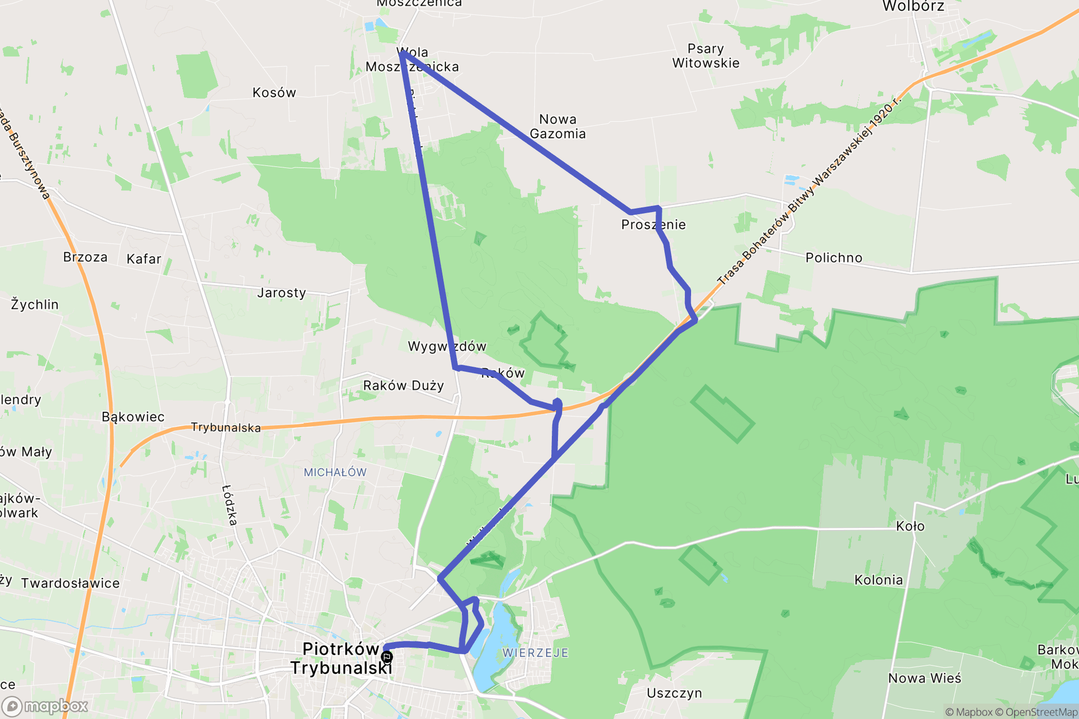 Piotrków Trybunalski: mapa trasy - Poland