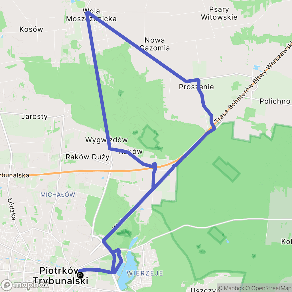 Piotrków Trybunalski: mapa trasy - Poland
