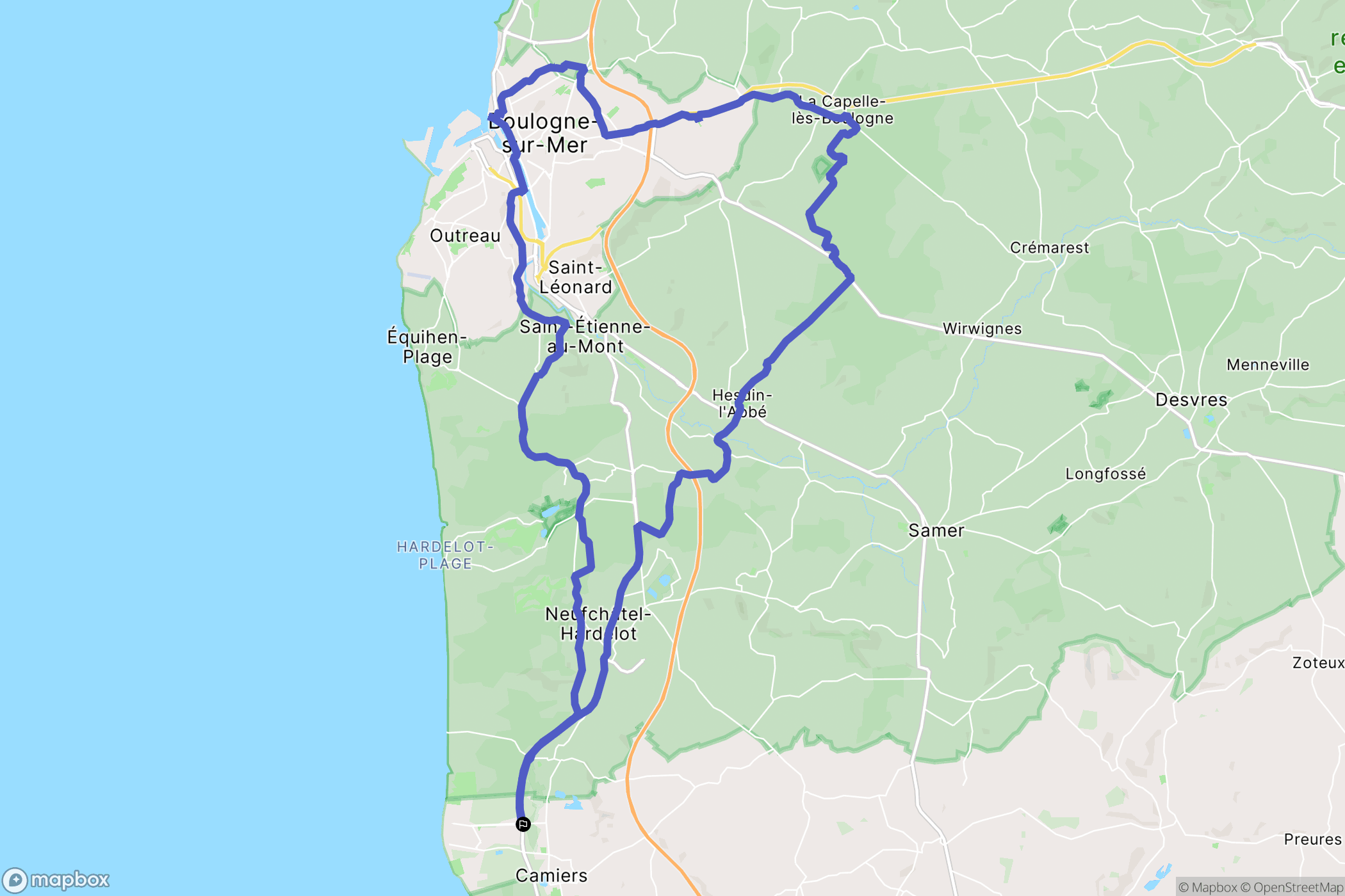 Camiers : carte du parcours de randonnée - France