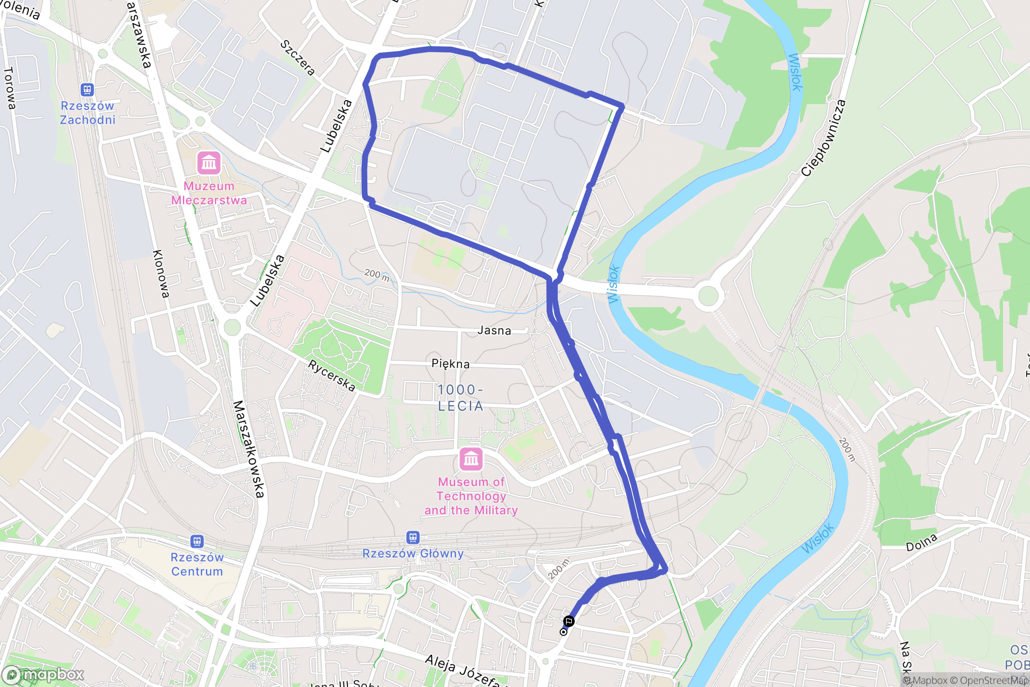 Rzeszów: mapa trasy - Poland