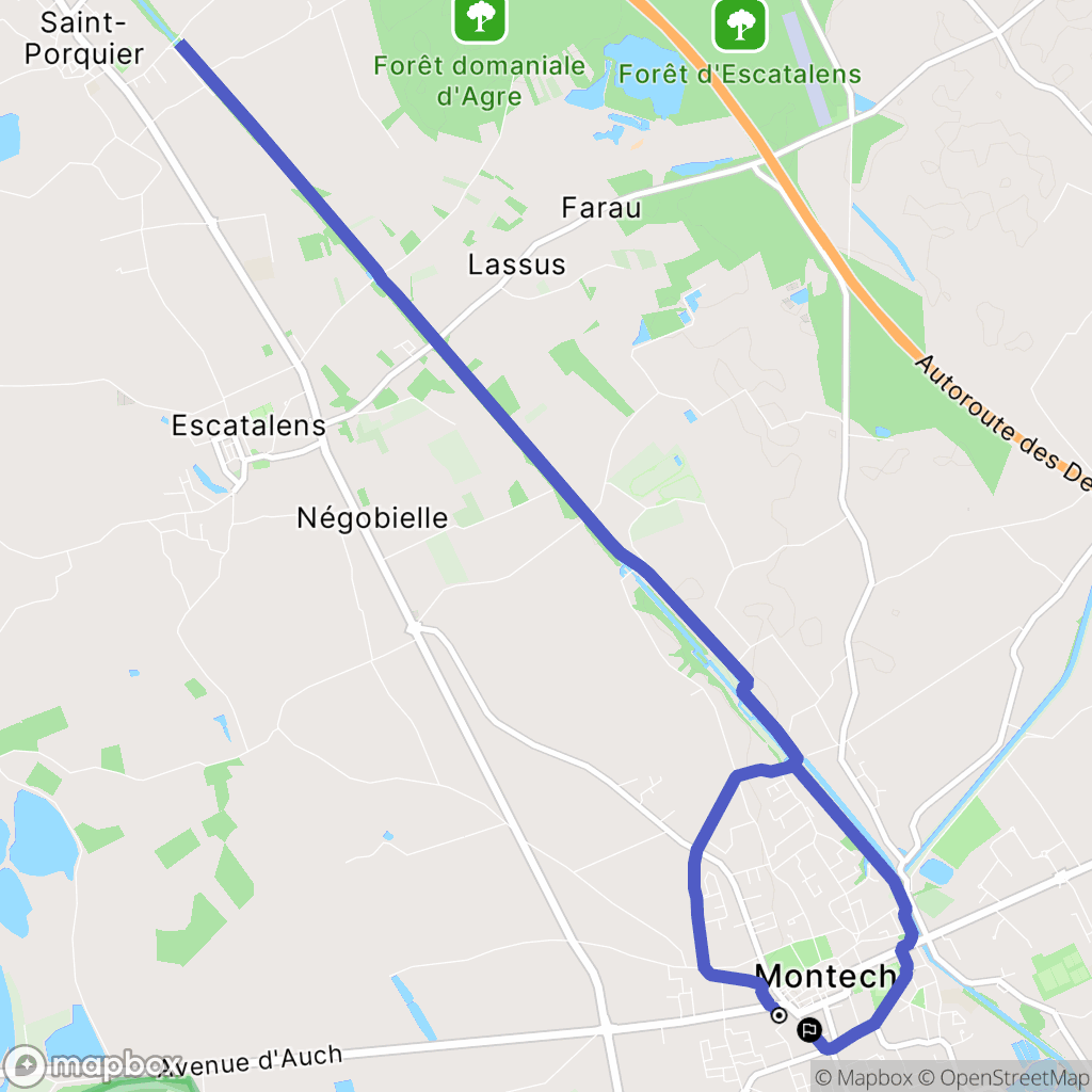 Montech : carte du parcours de randonnée - France
