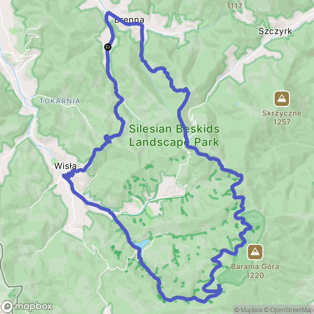 Brenna: mapa trasy - Poland