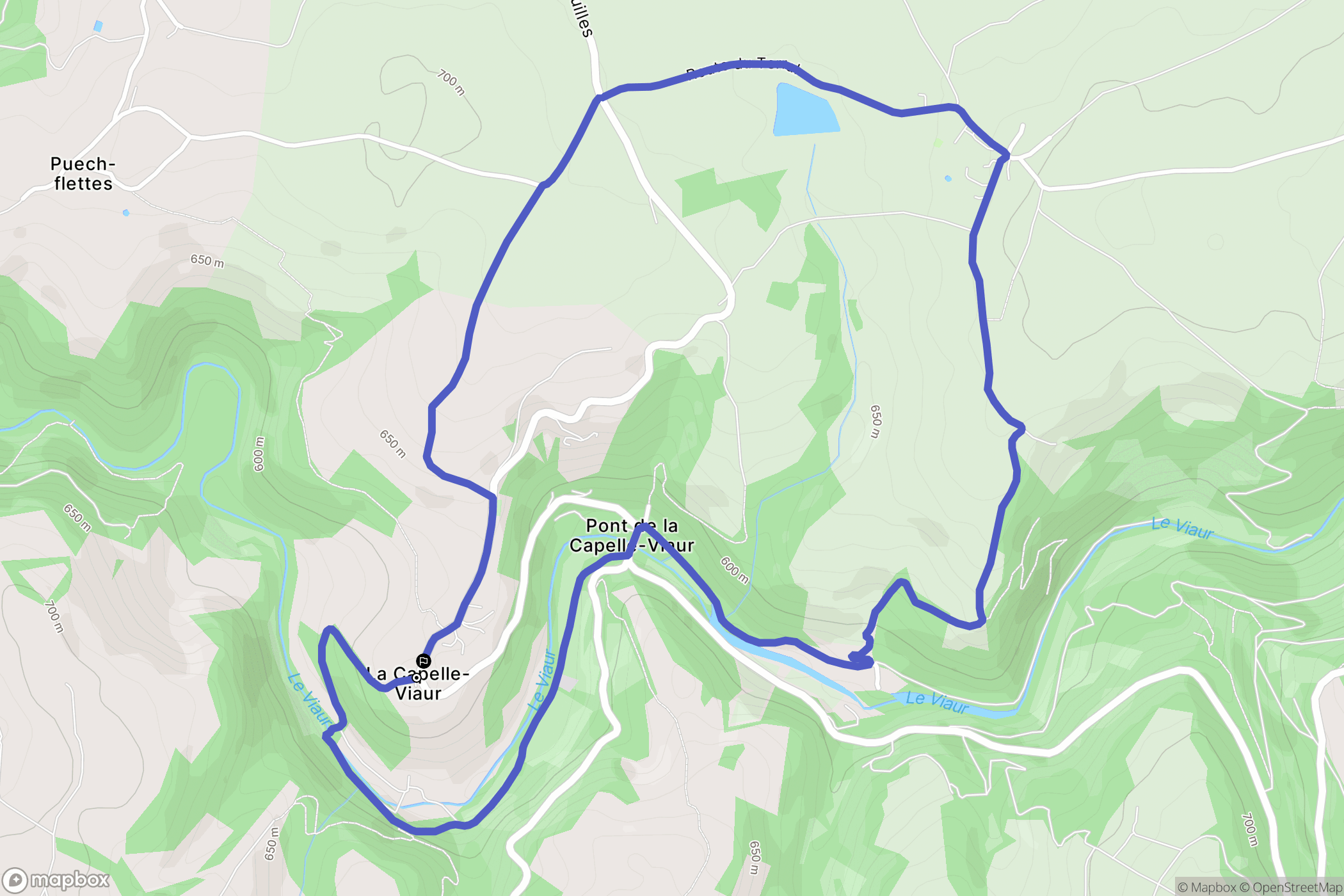 Flavin : carte du parcours de randonnée - France