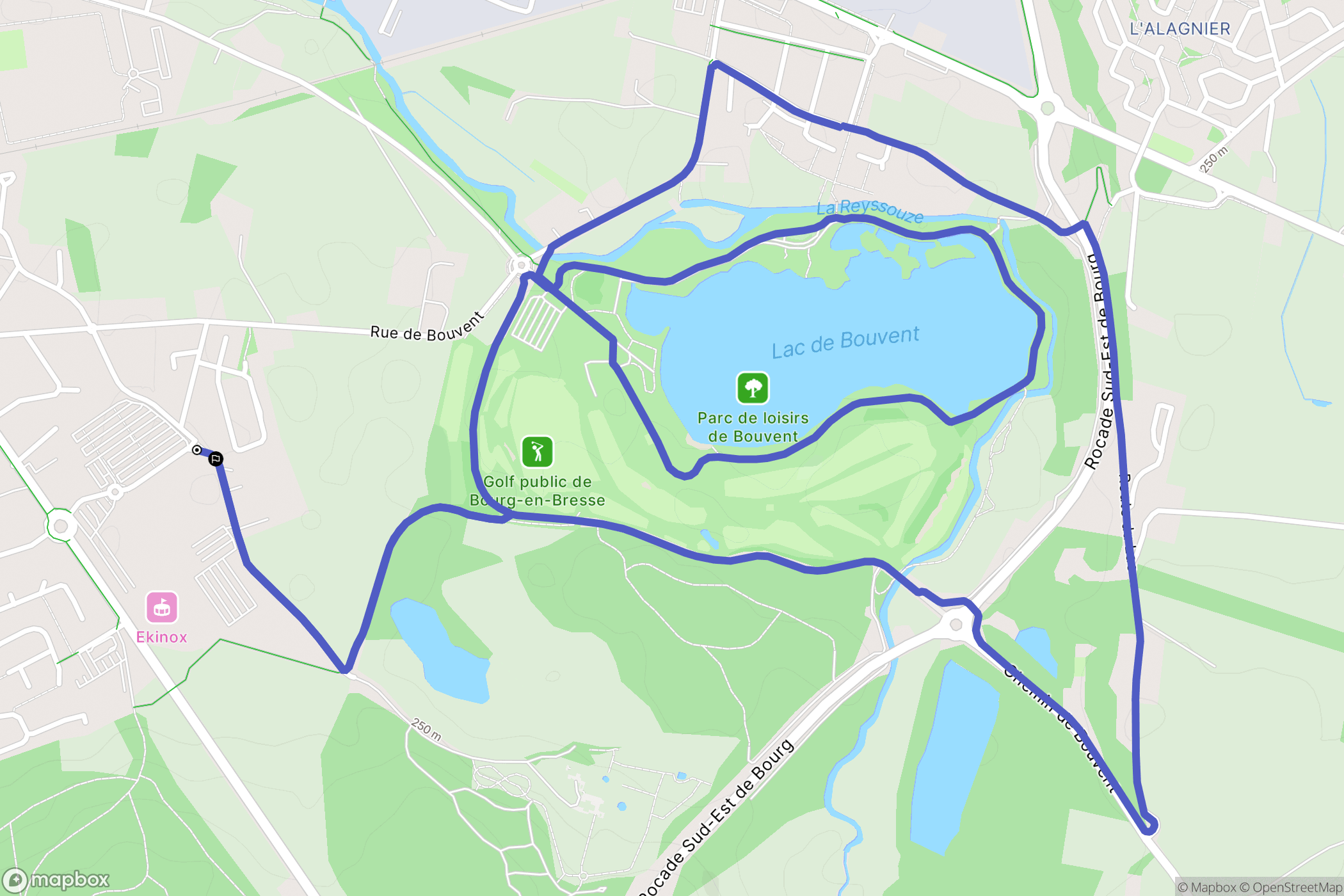 Bourg-en-Bresse : carte du parcours de randonnée - France