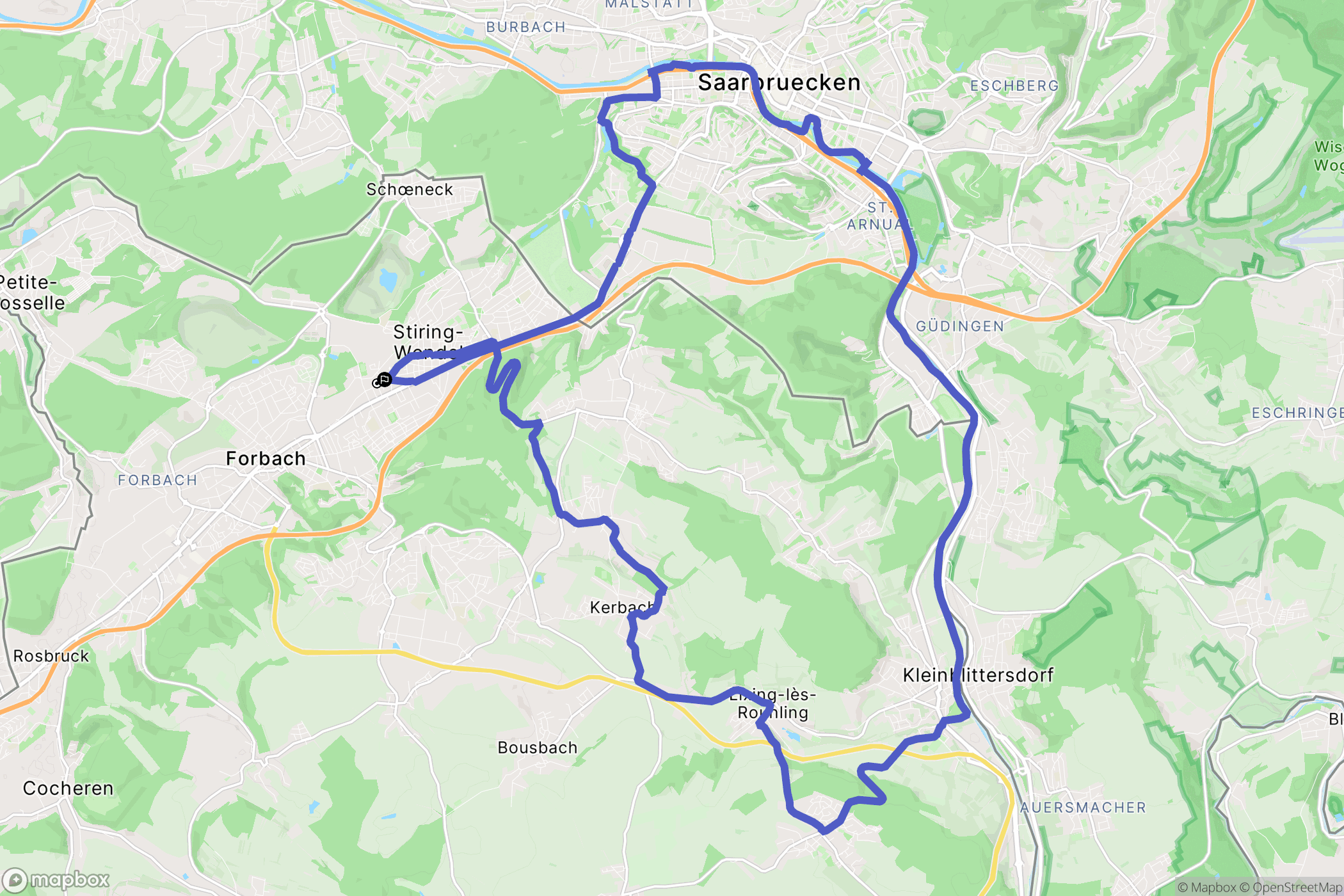 Stiring-Wendel : carte du parcours de randonnée - France