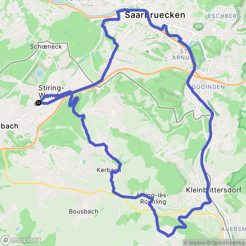 Stiring-Wendel : carte du parcours de randonnée - France