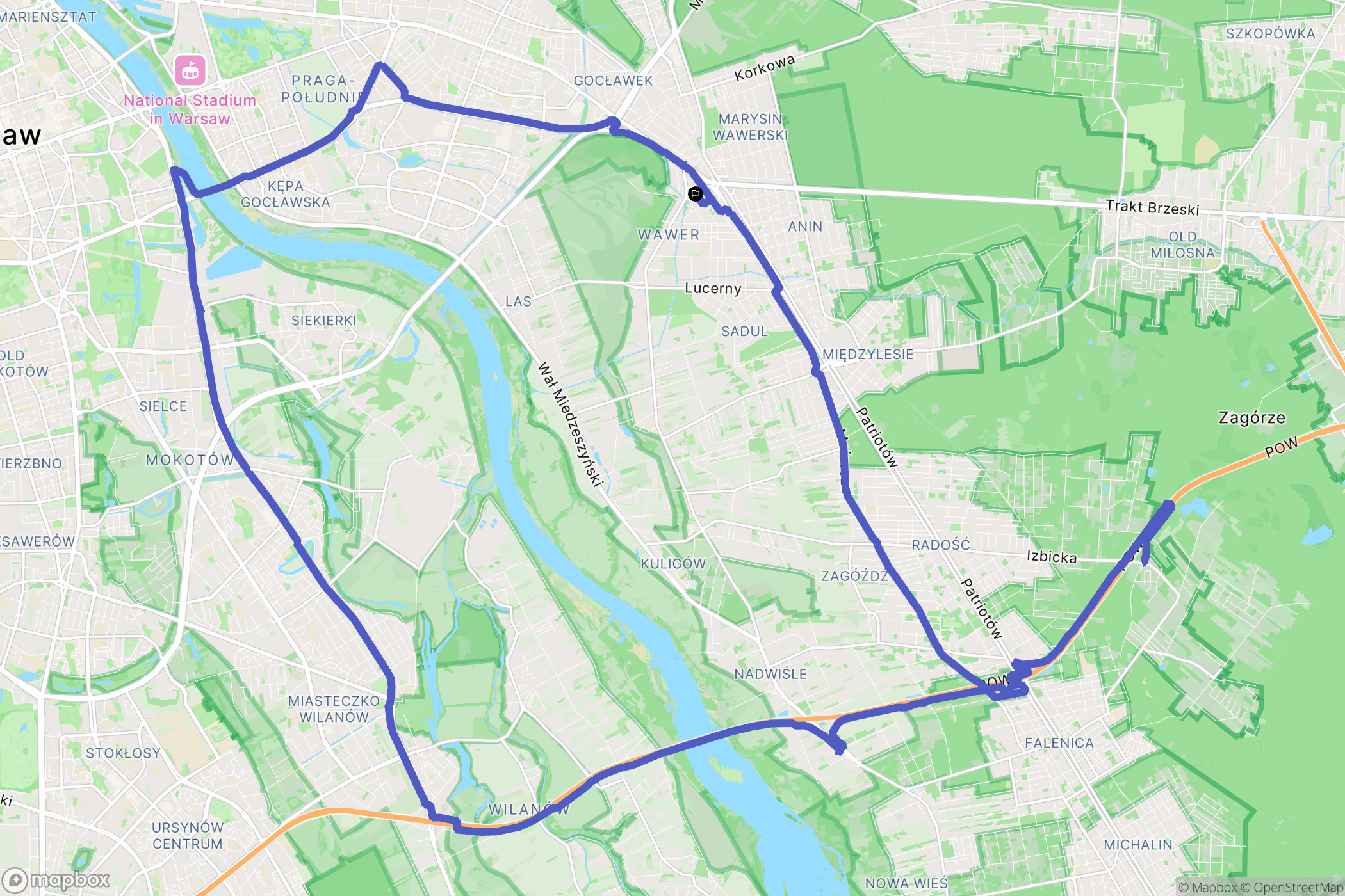 Warszawa: mapa trasy - Poland