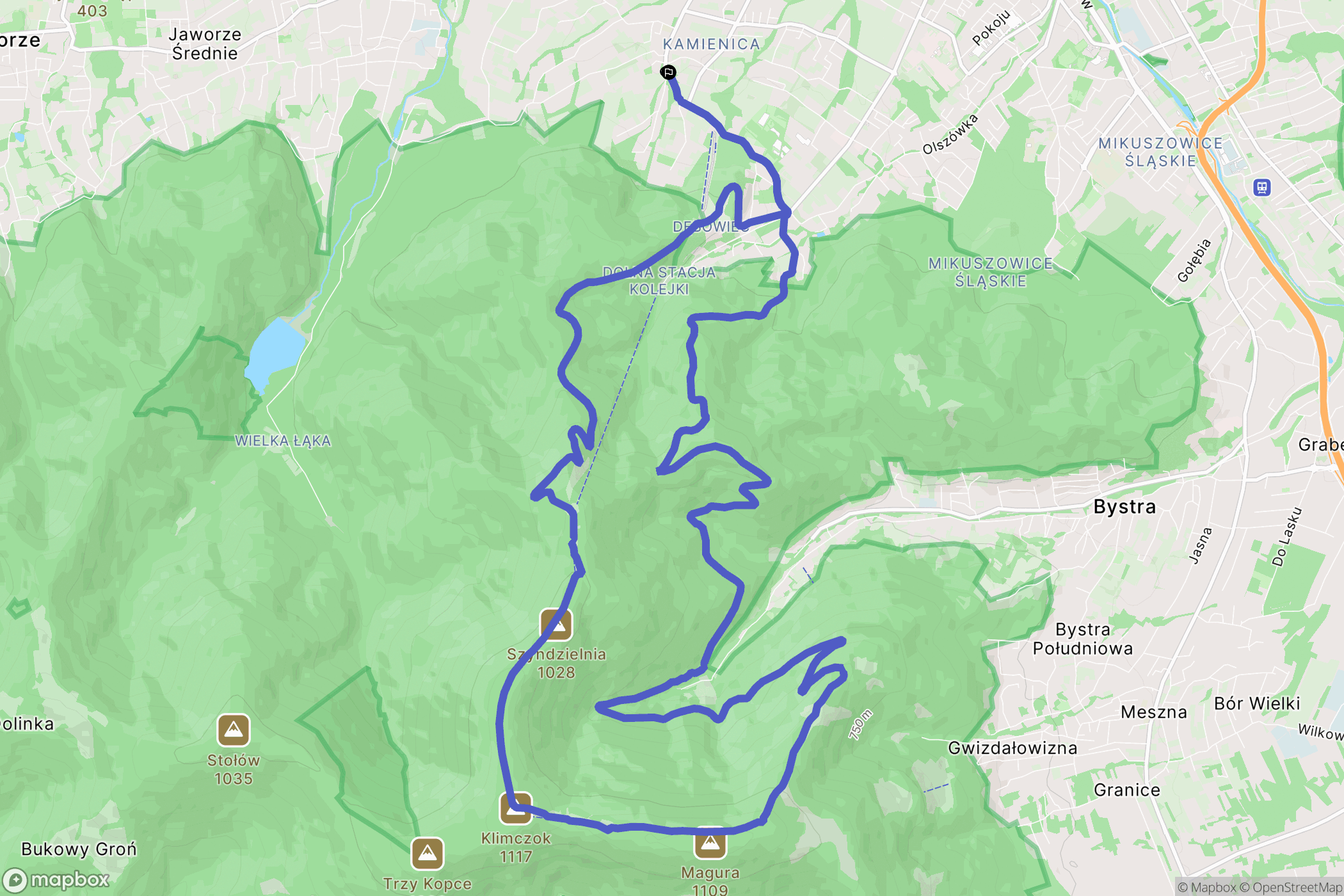 Bielsko-Biała: mapa trasy - Poland