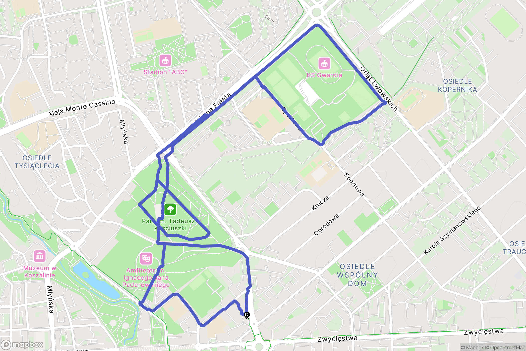Koszalin: mapa trasy - Poland