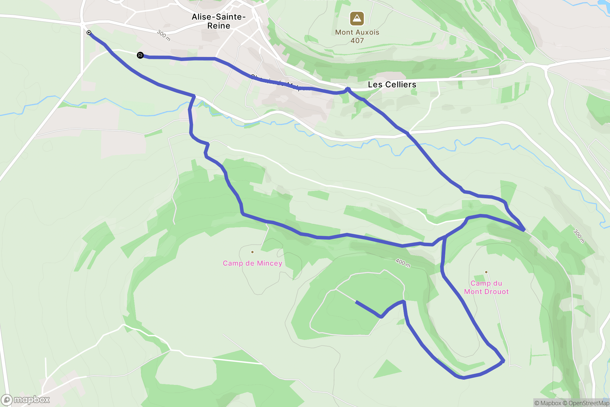 Alise-Sainte-Reine : carte du parcours de randonnée - France
