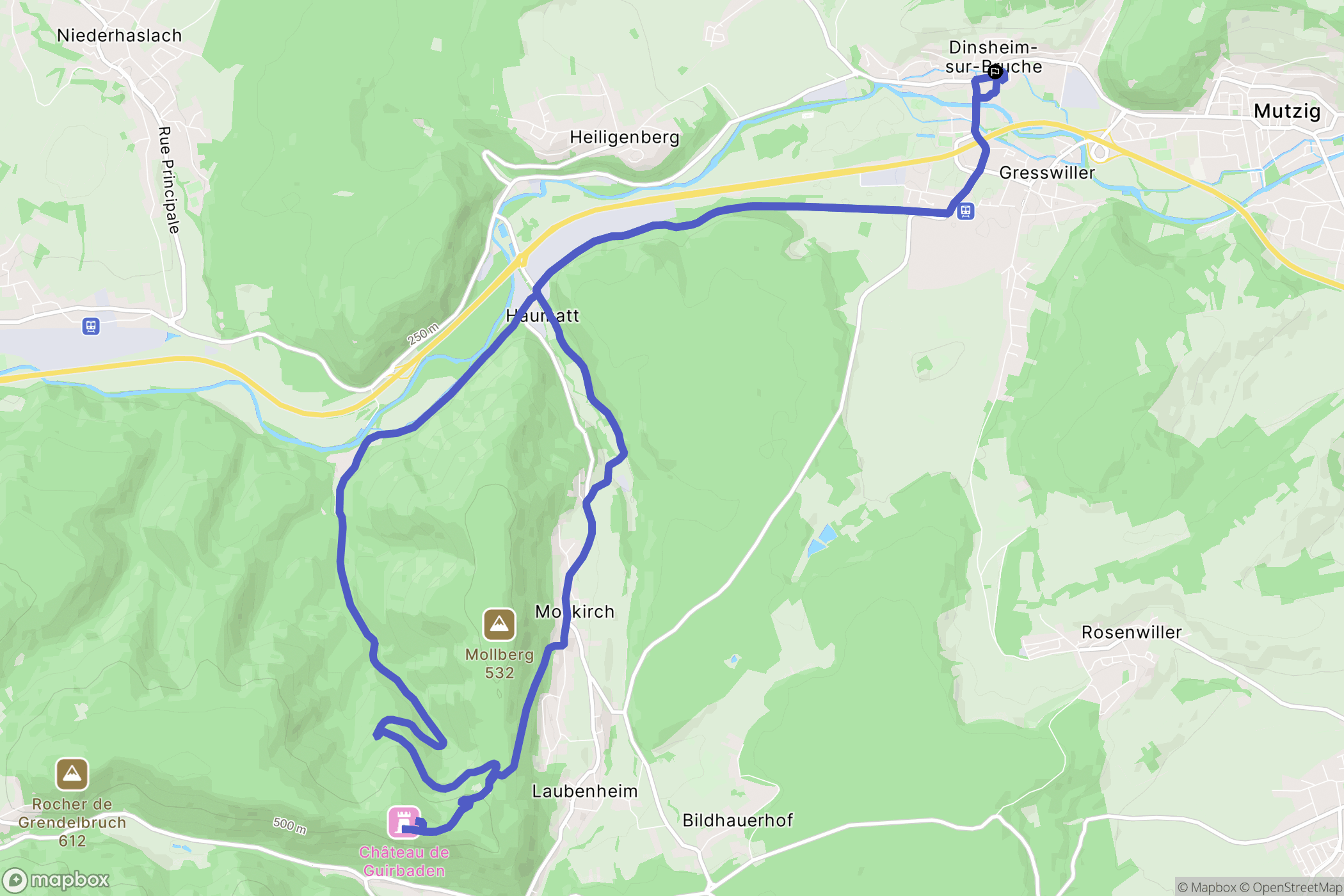 Dinsheim-sur-Bruche : carte du parcours de randonnée - France